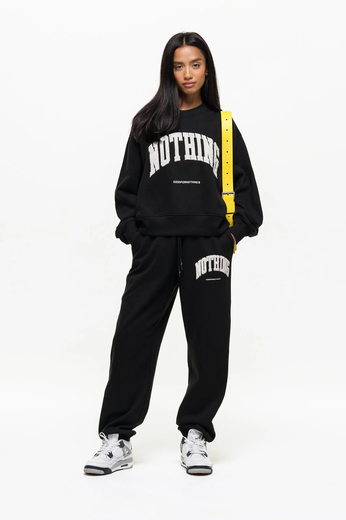 Varsity Boucle Black Jogger - Image 3