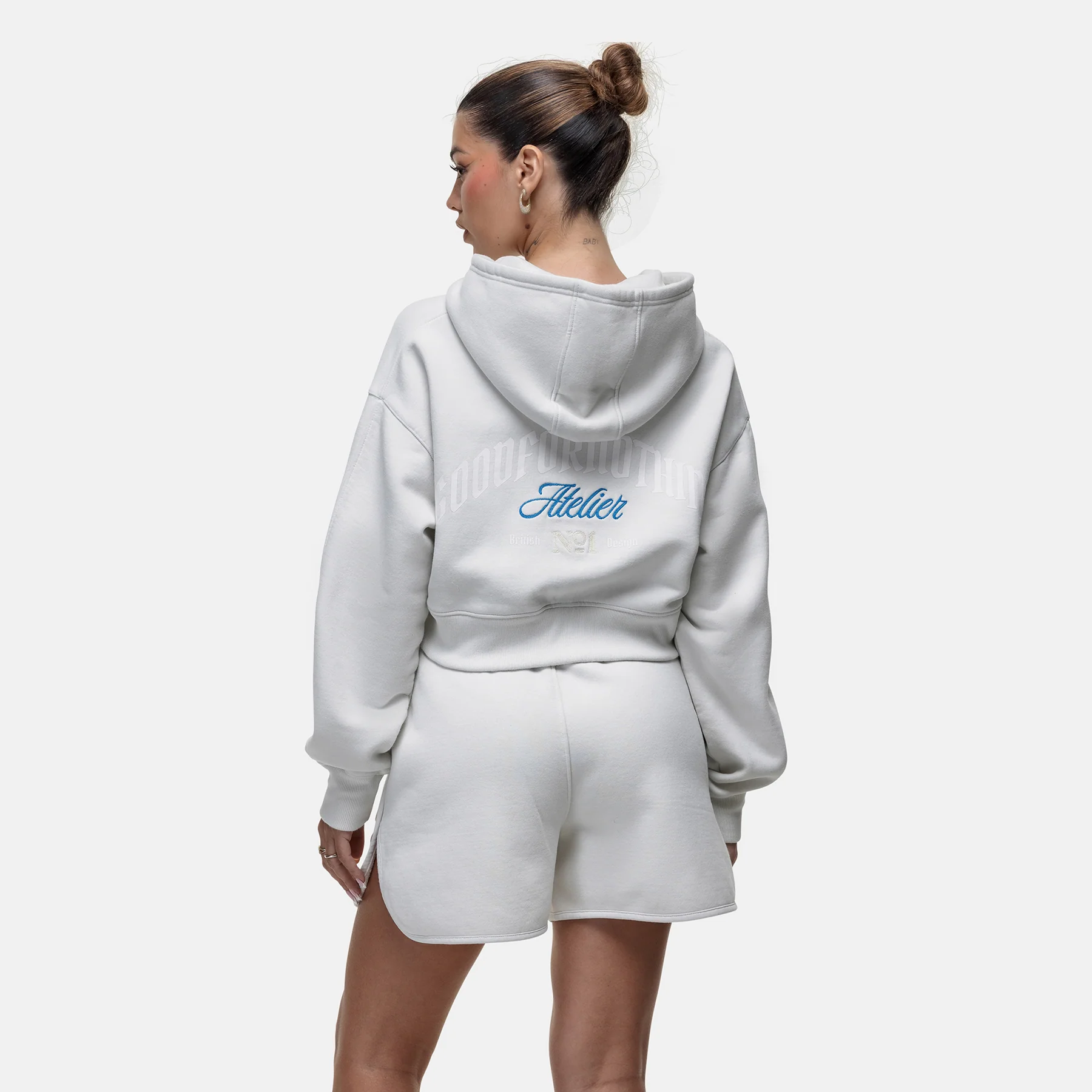 Antiquity Off White Crop Zip Hoodie - Image 2