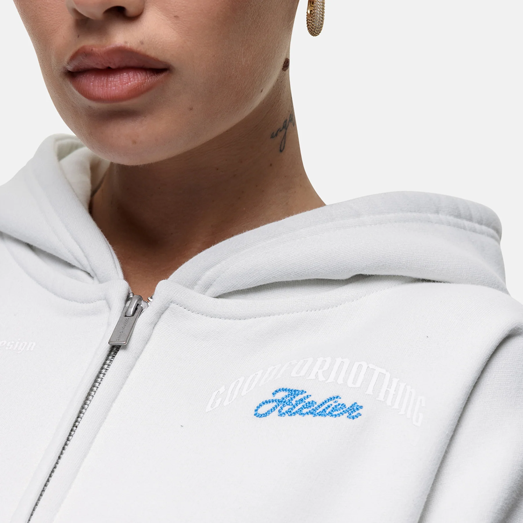 Antiquity Off White Crop Zip Hoodie - Image 4