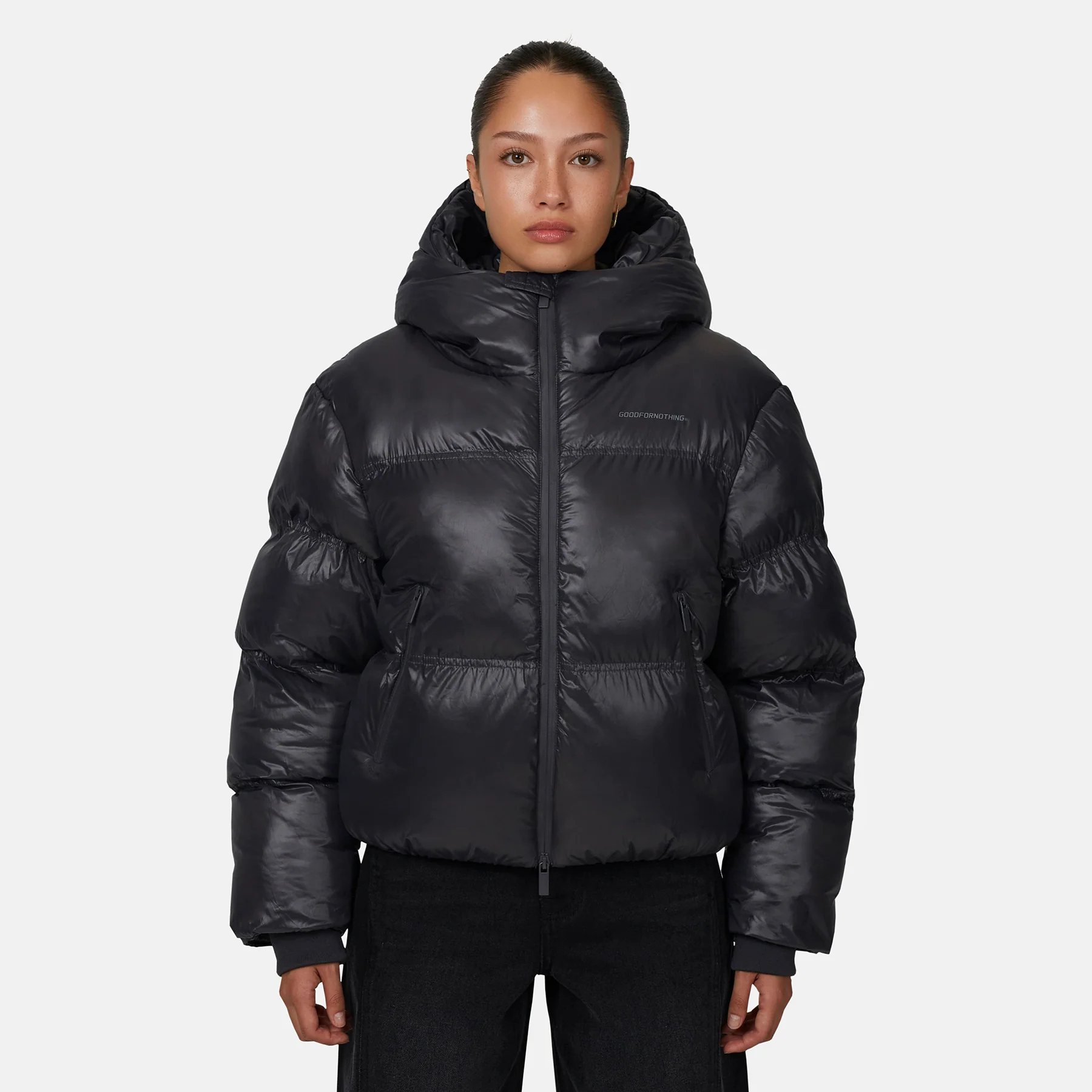 Arctic Shine Gunmetal Puffer Jacket - Image 2