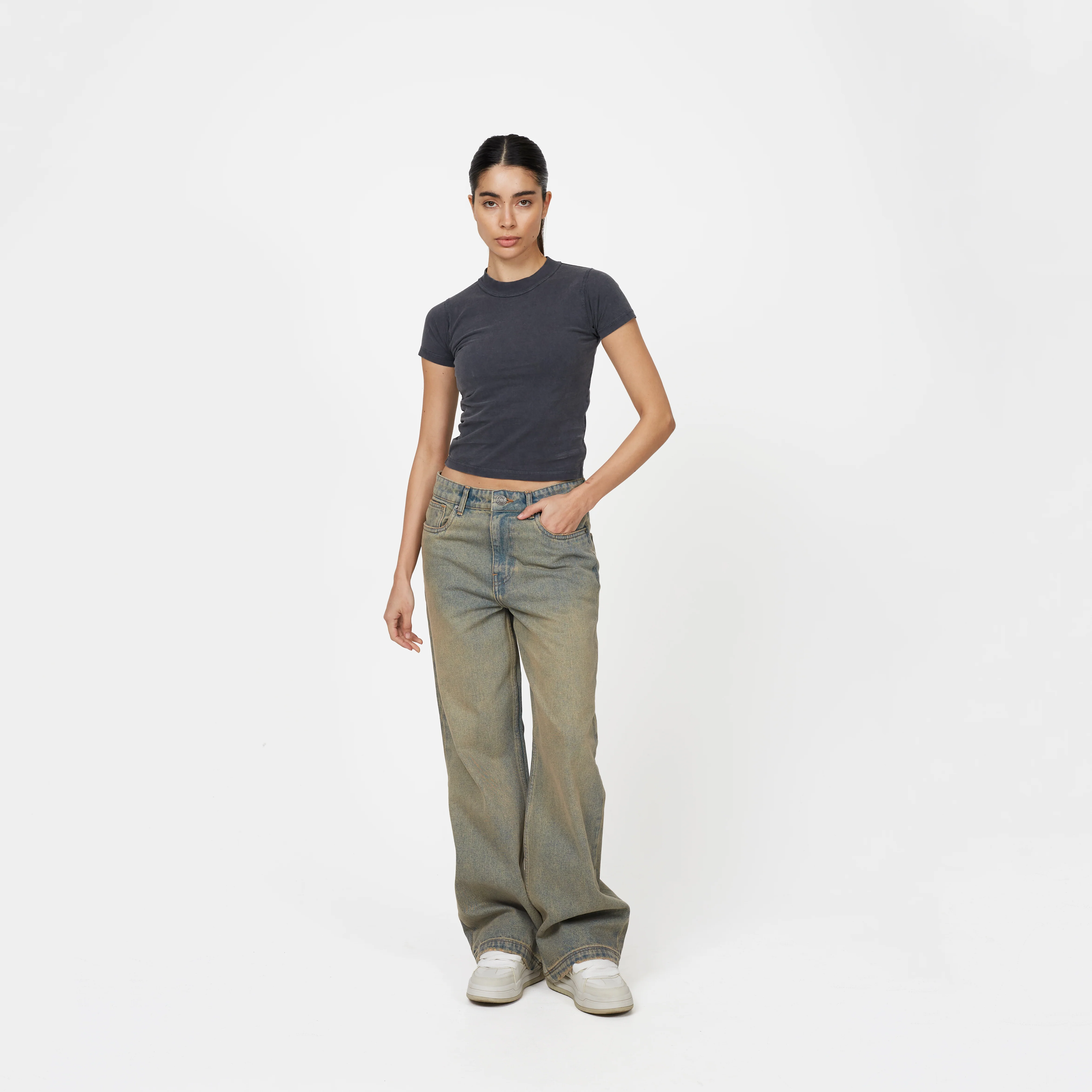 Heavy Washed Sand Blue Denim Jeans - Image 6