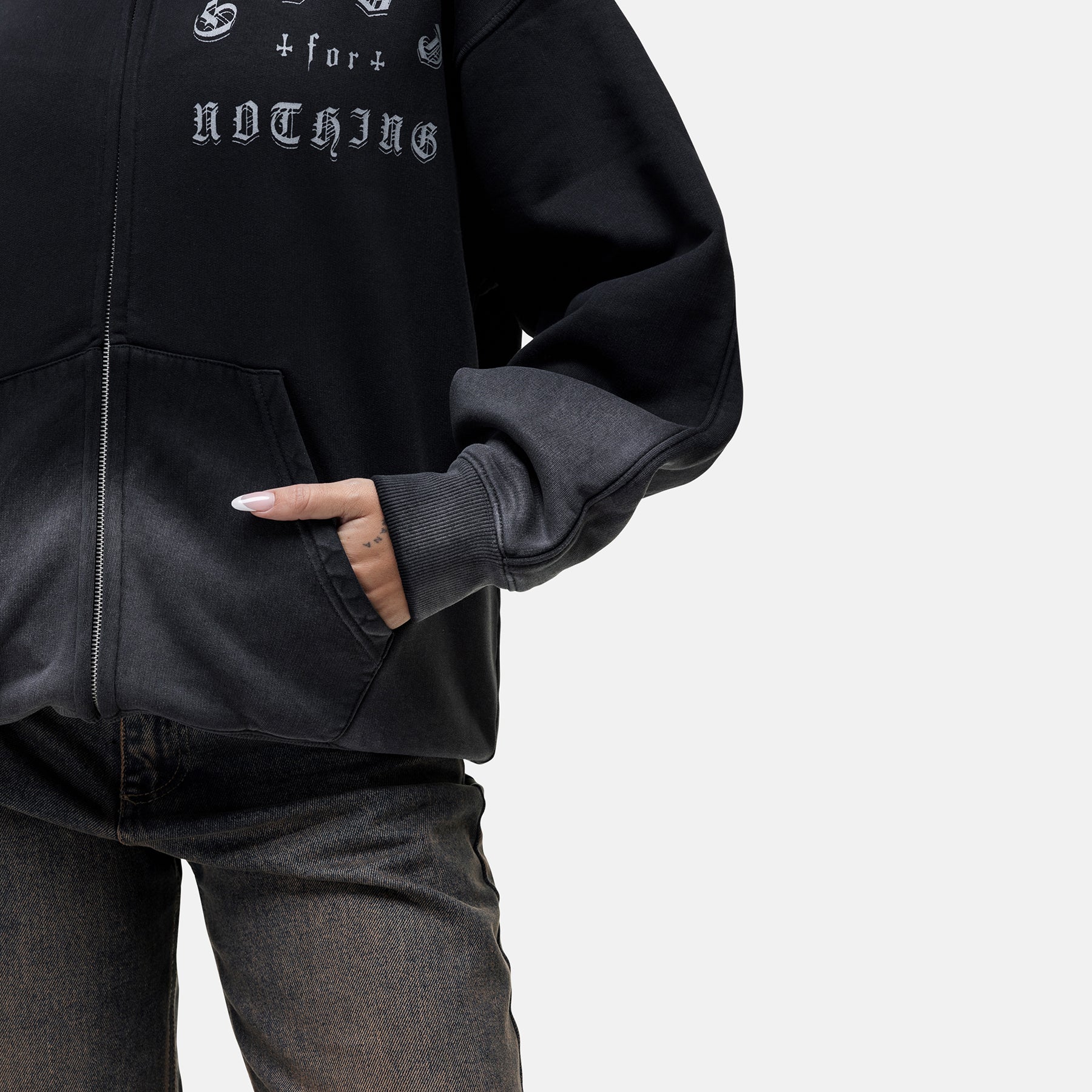 Sprayed Cali Black Zip Hoodie - Image 4