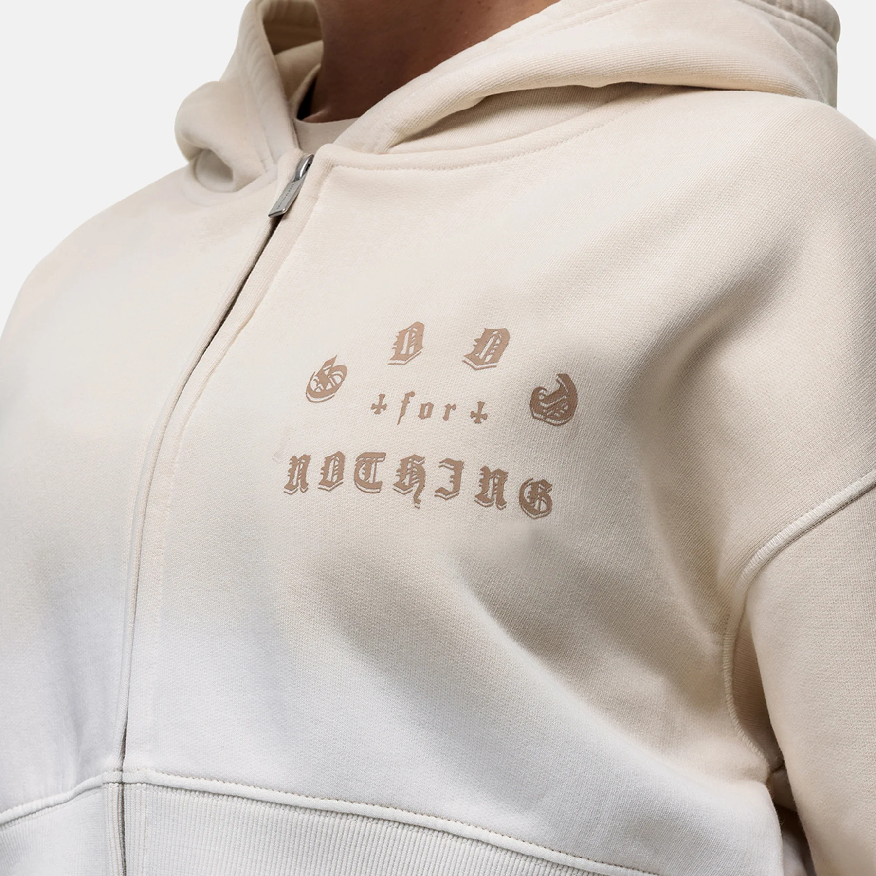 Sprayed Cali Cream Crop Zip Hoodie - Image 4
