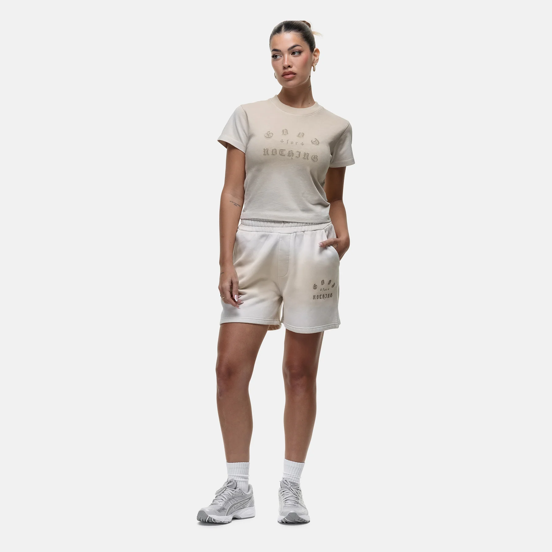 Sprayed Cali Cream Shorts - Image 6