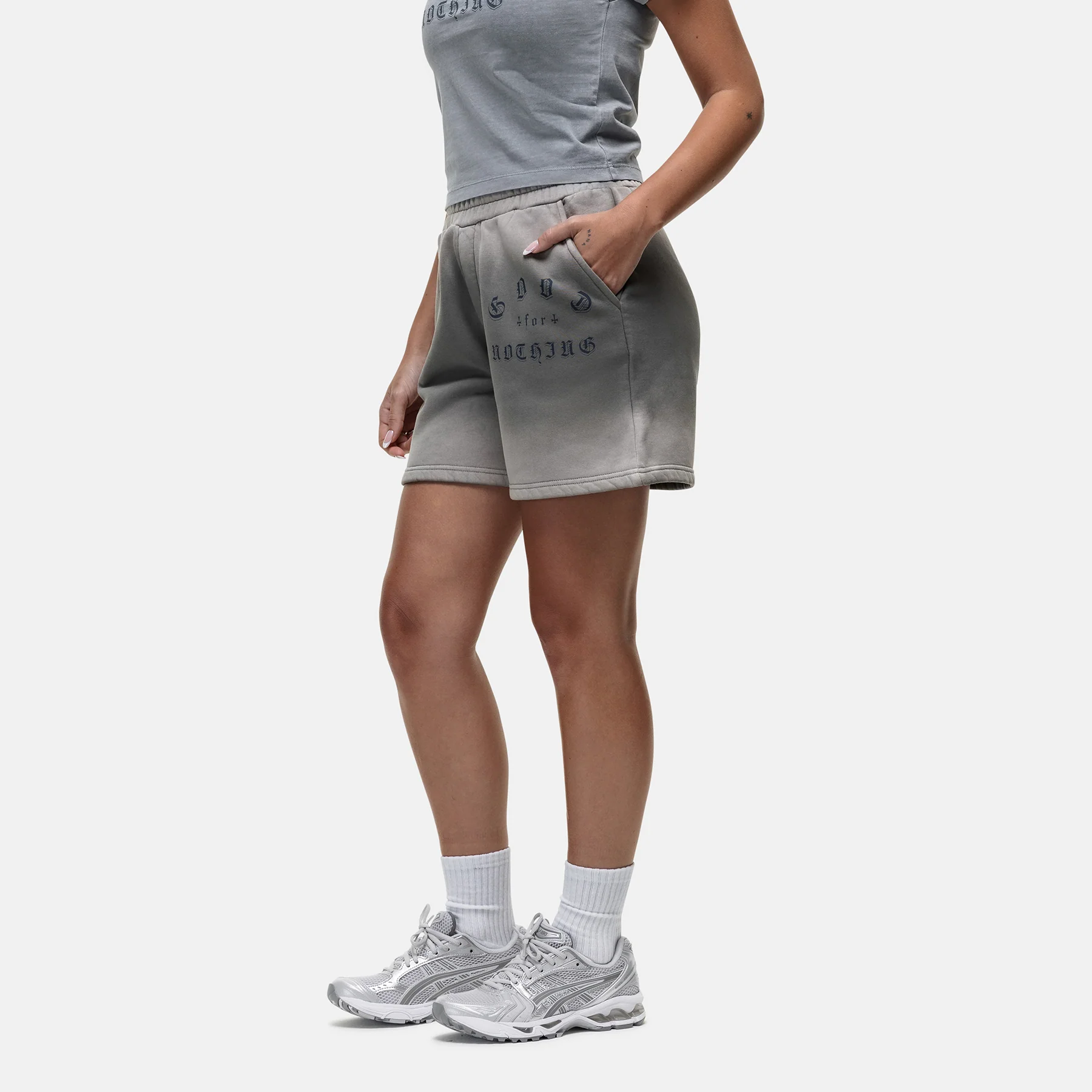Sprayed Cali Grey Shorts - Image 2