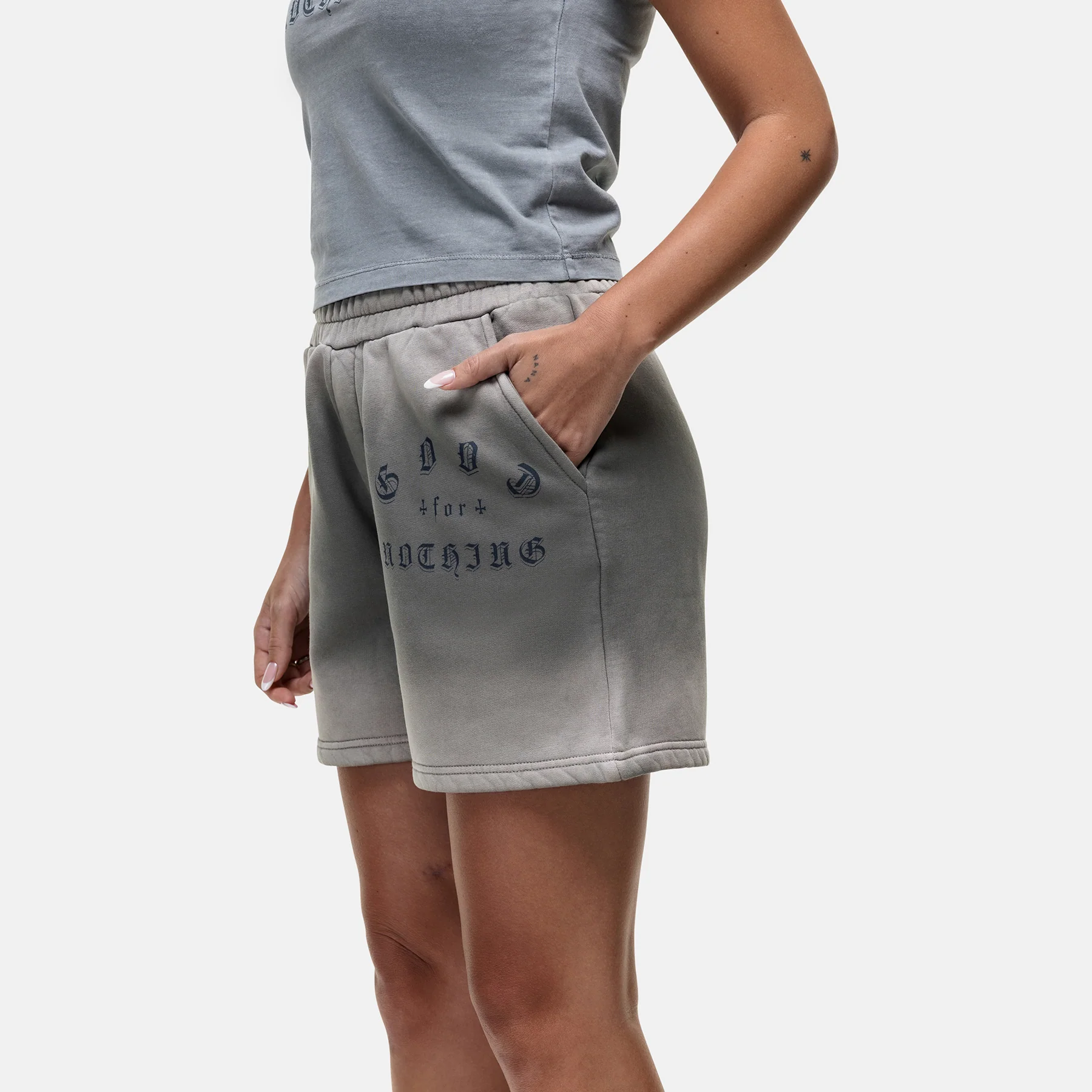 Sprayed Cali Grey Shorts - Image 3