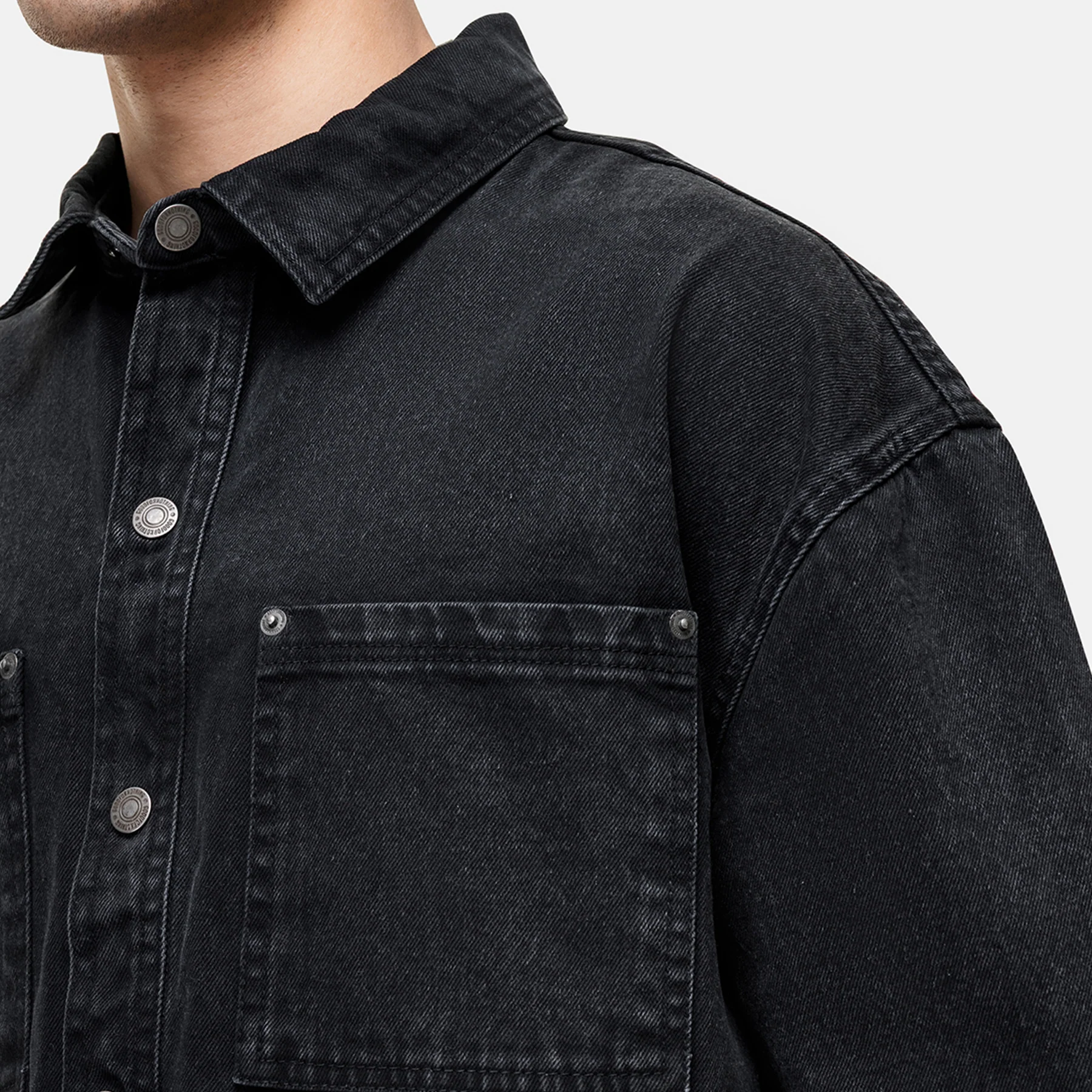 Washed Black Denim Overshirt - Image 5