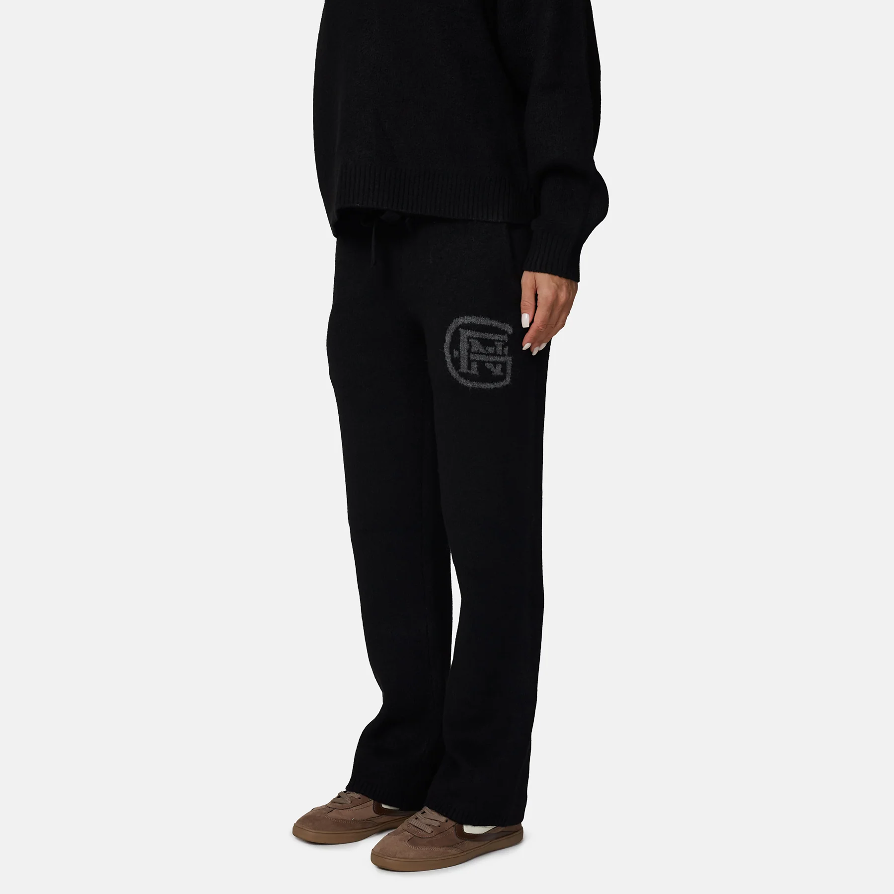 Monogram Fluffy Knit Black Pants - Image 2