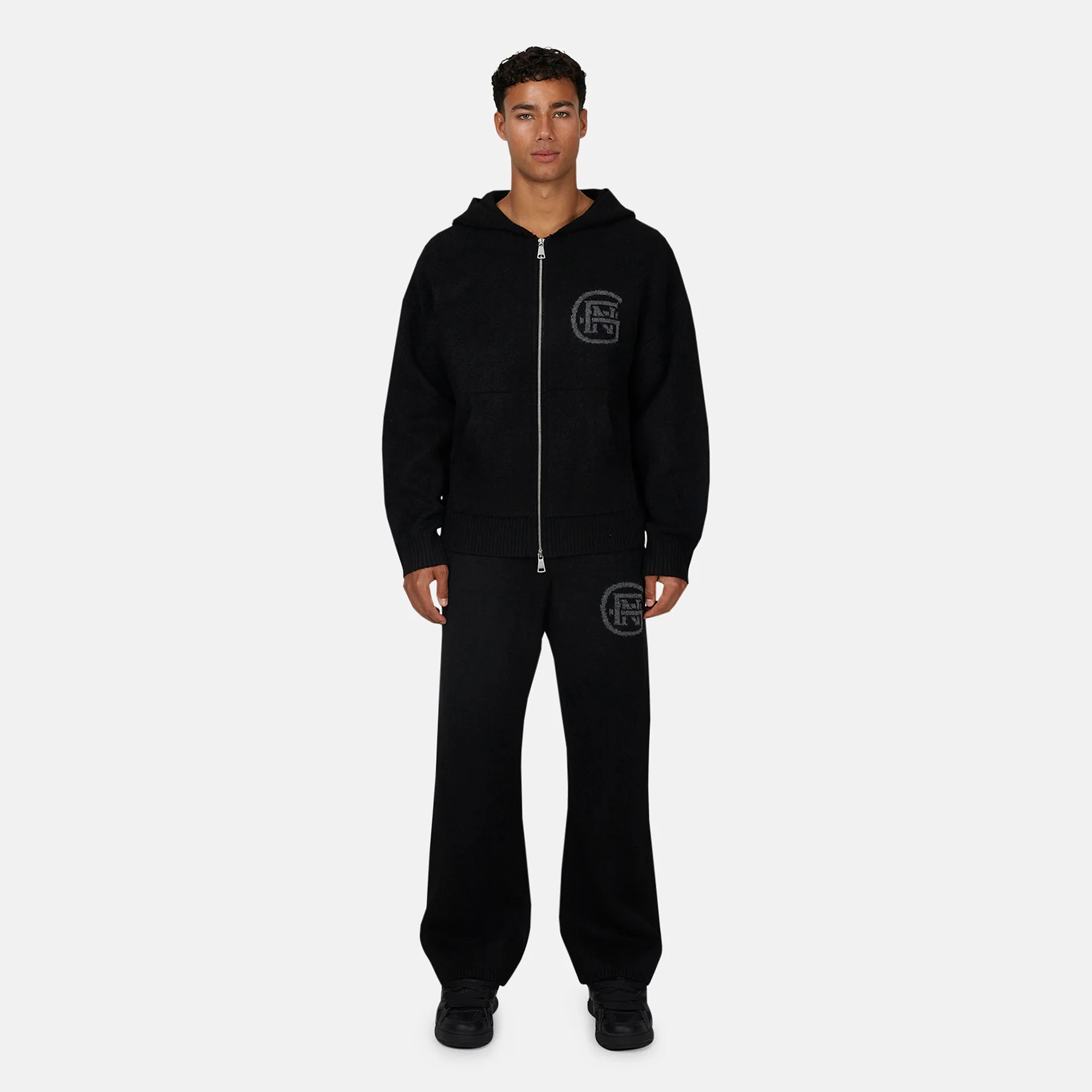 Monogram Fluffy Knit Black Pants - Image 4