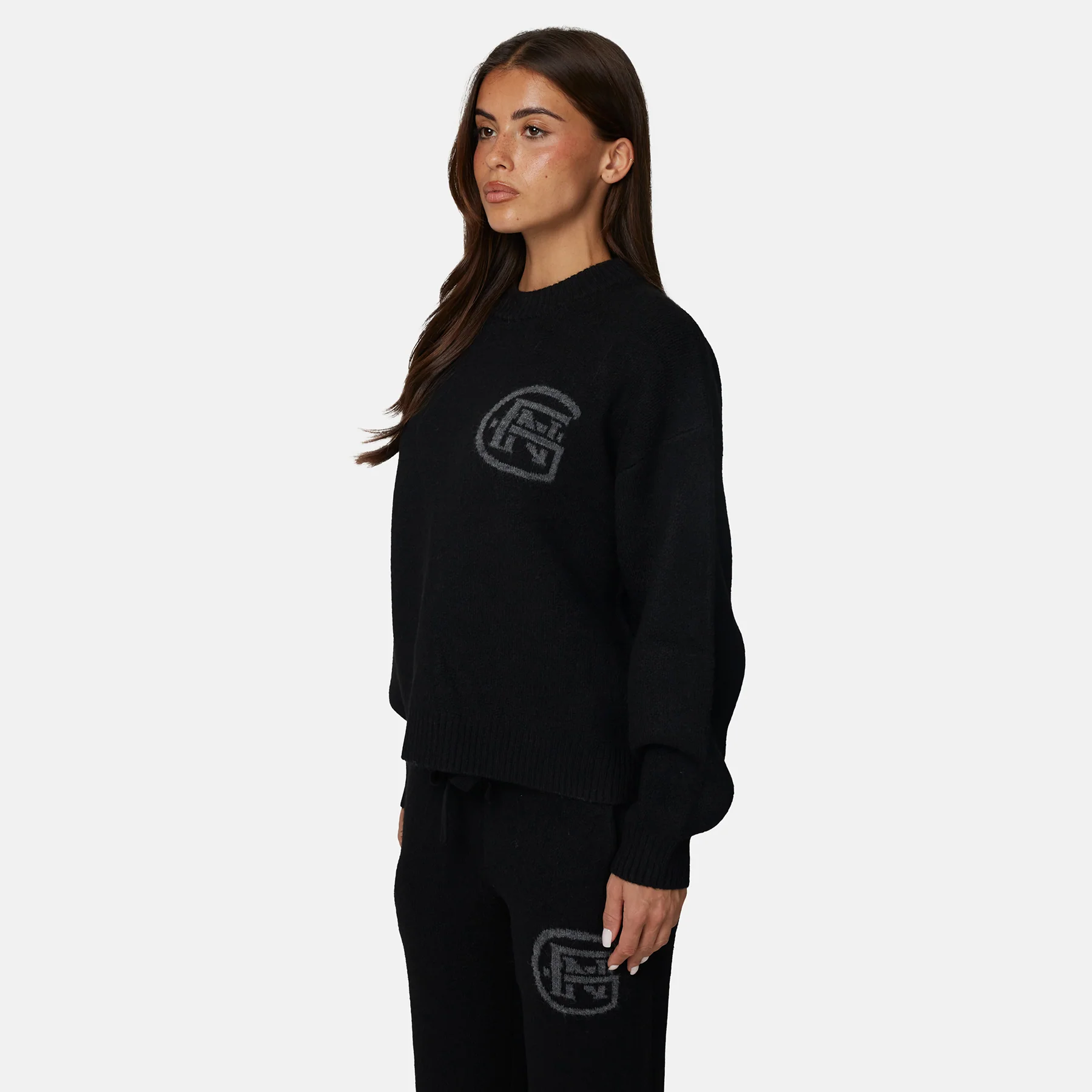 Monogram Fluffy Knit Black Jumper - Image 4