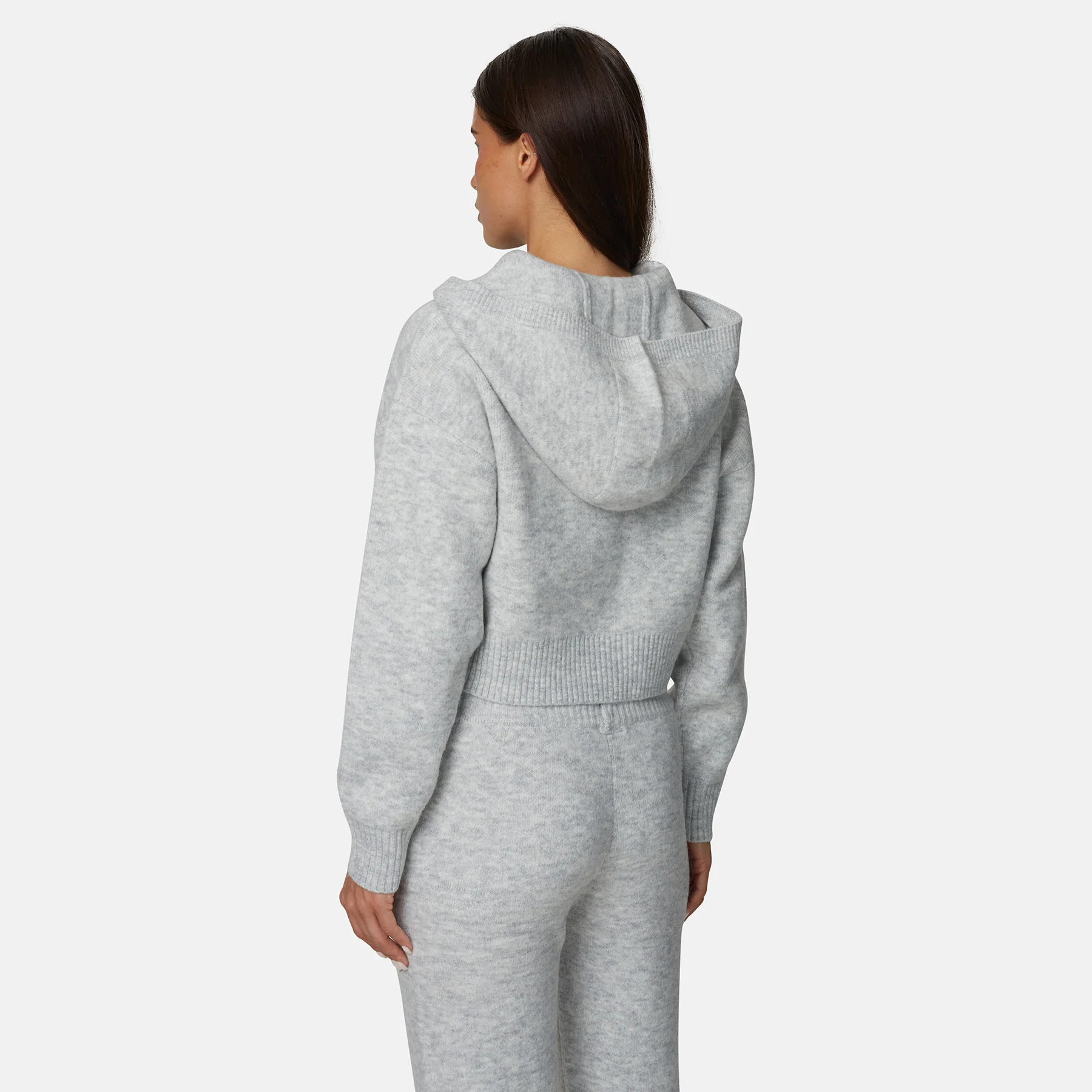 Monogram Fluffy Knit Grey Marl Zip Hoodie - Image 3