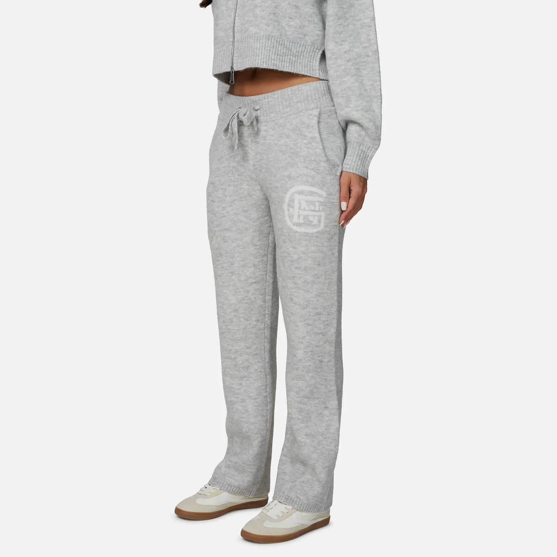 Monogram Fluffy Knit Grey Marl Pants - Image 2