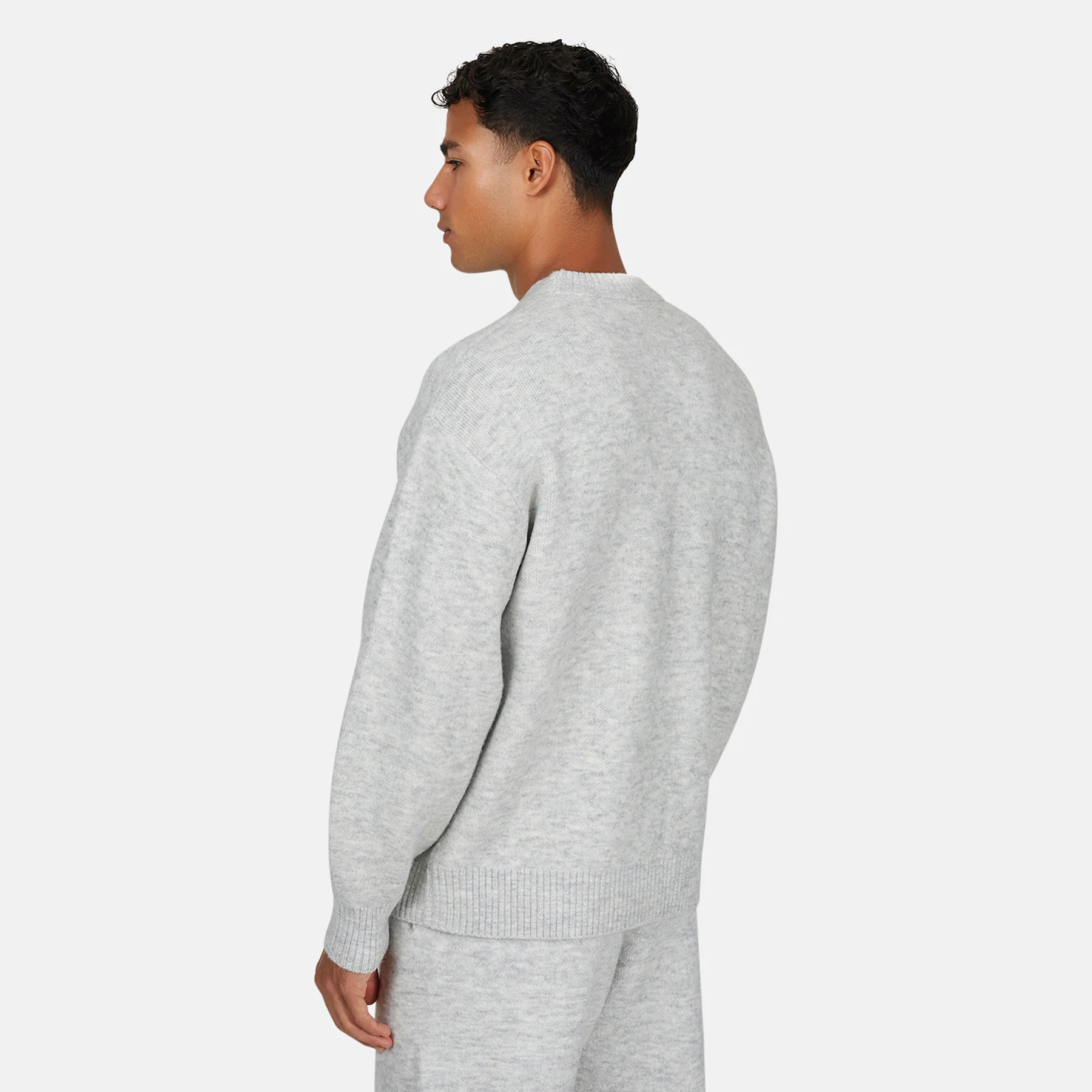 Monogram Fluffy Knit Grey Marl Jumper - Image 3