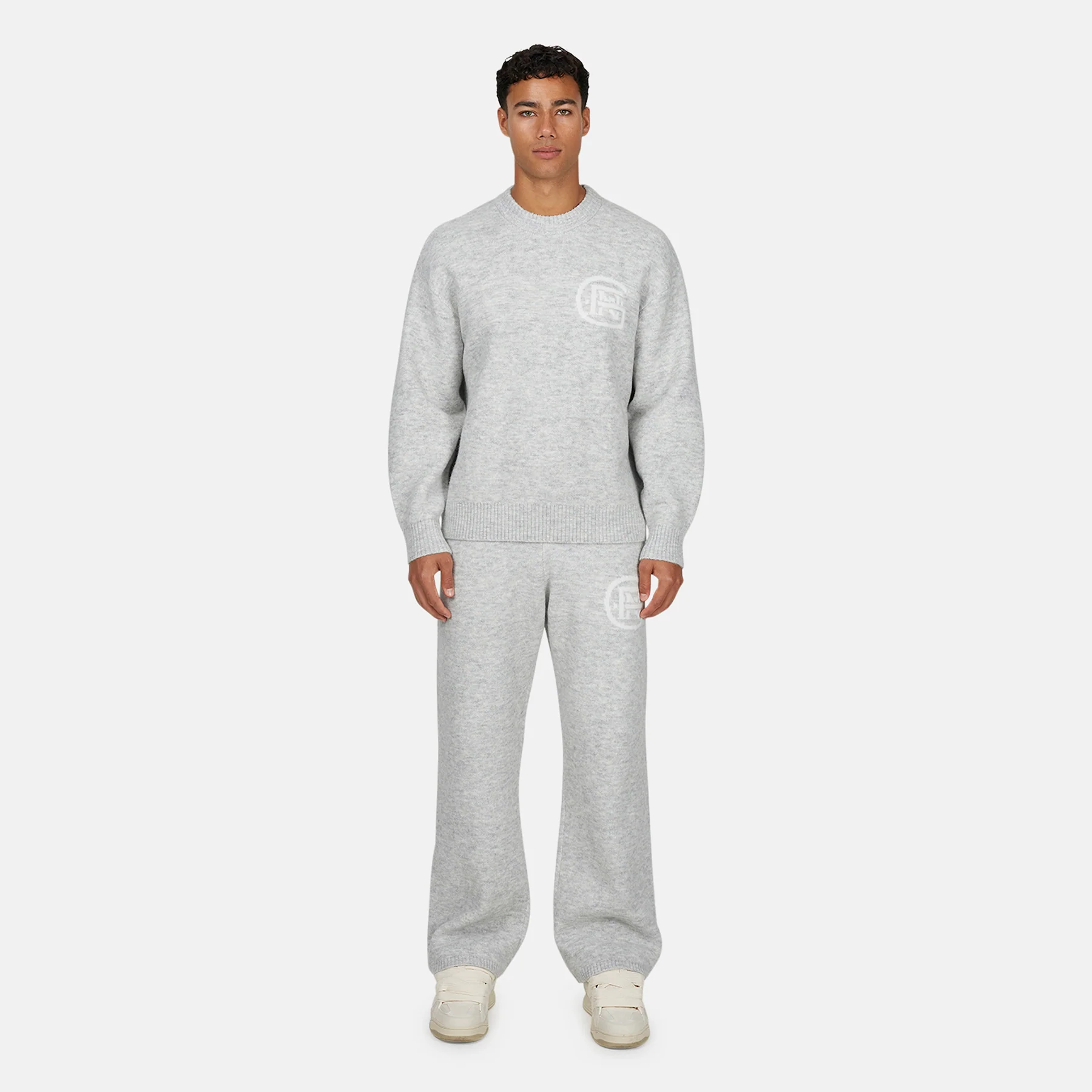 Monogram Fluffy Knit Grey Marl Jumper - Image 5