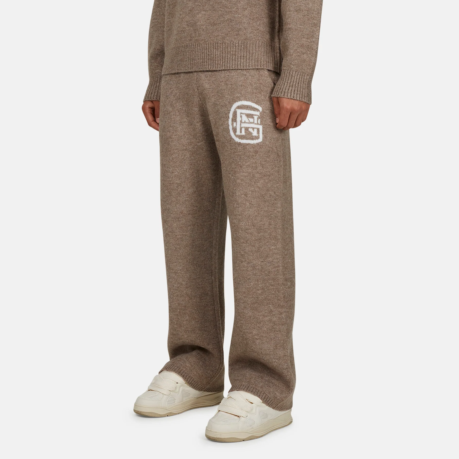 Monogram Fluffy Knit Taupe  Pants - Image 2