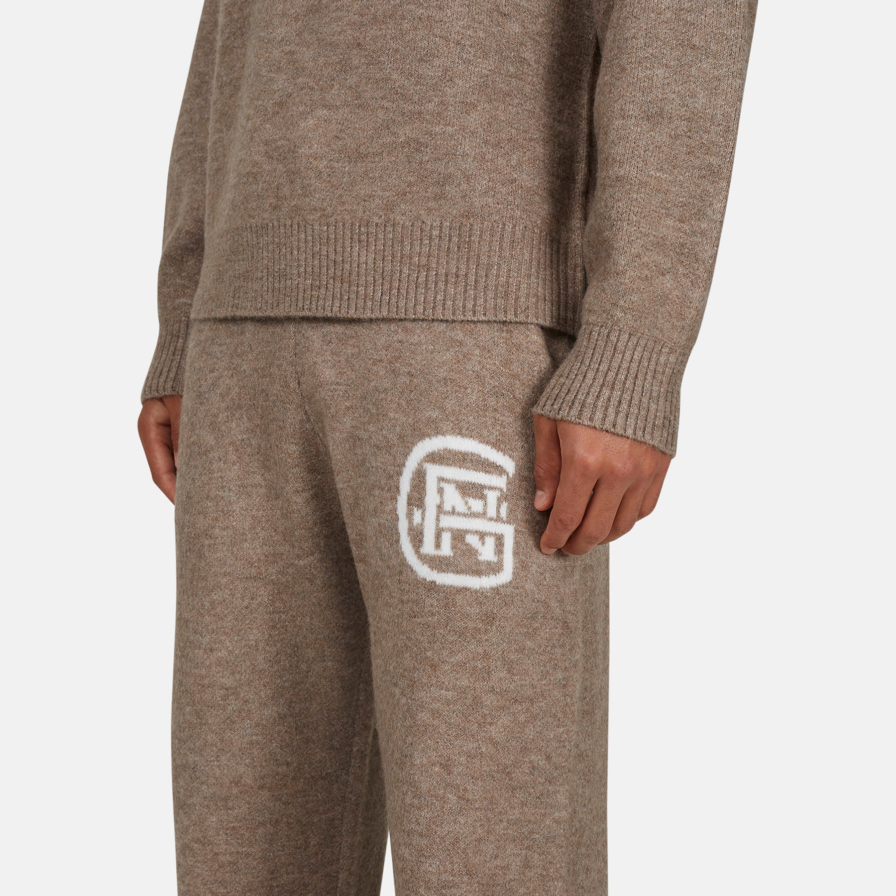 Monogram Fluffy Knit Taupe  Pants - Image 3