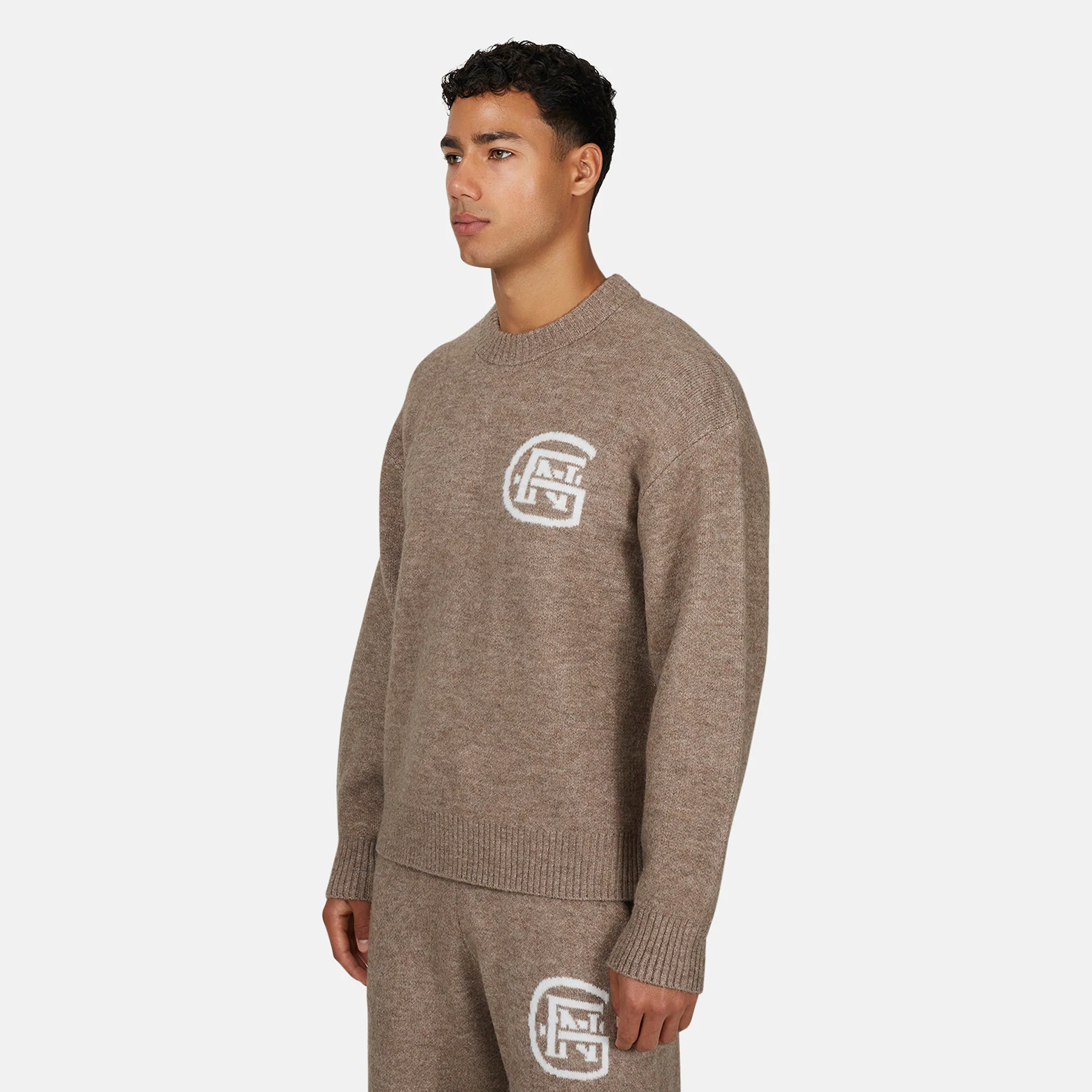 Monogram Fluffy Knit Taupe Jumper - Image 2