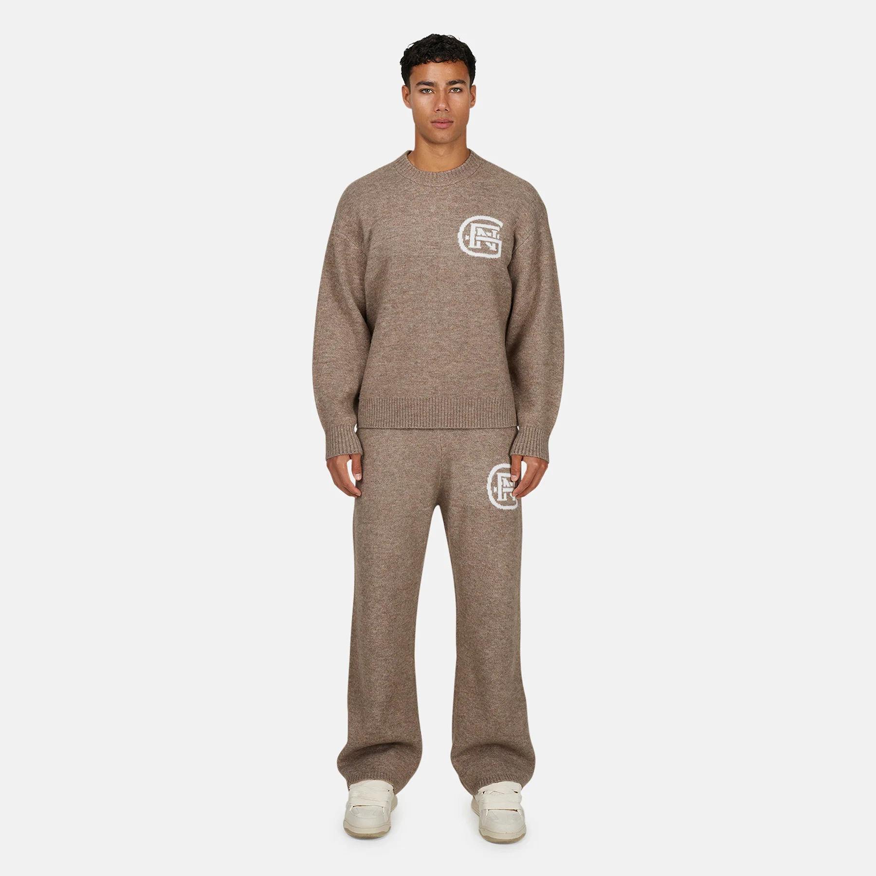 Monogram Fluffy Knit Taupe Jumper - Image 5
