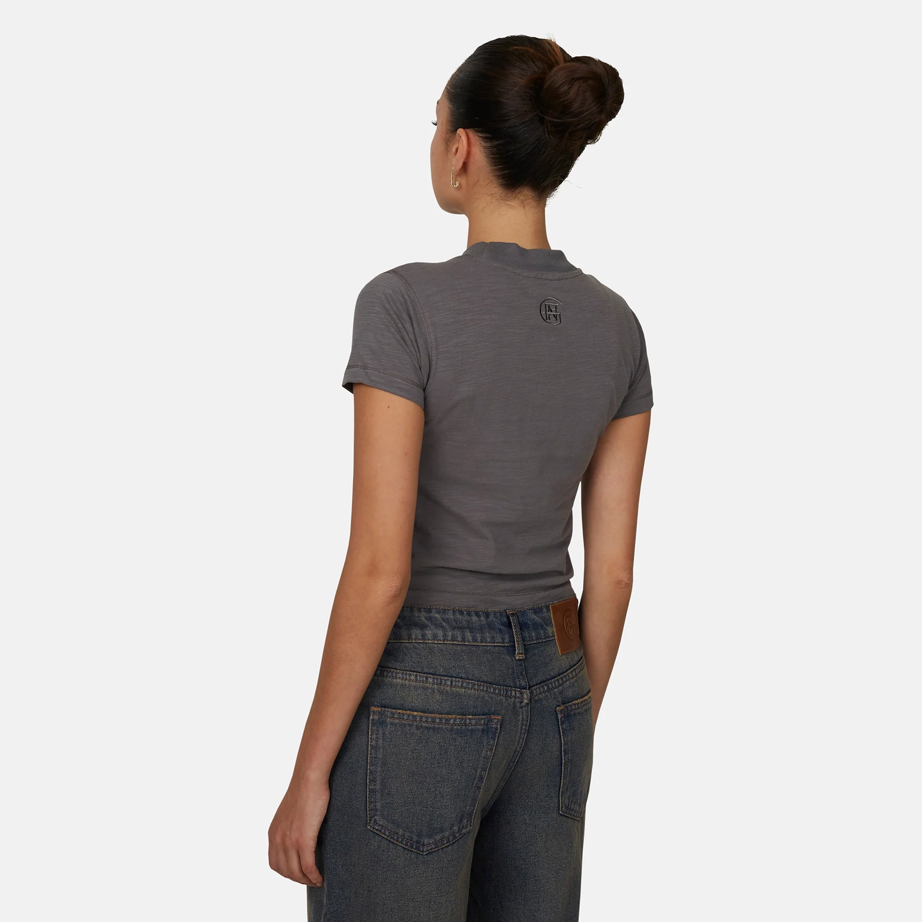Monogram Slub Grey T-Shirt - Image 3