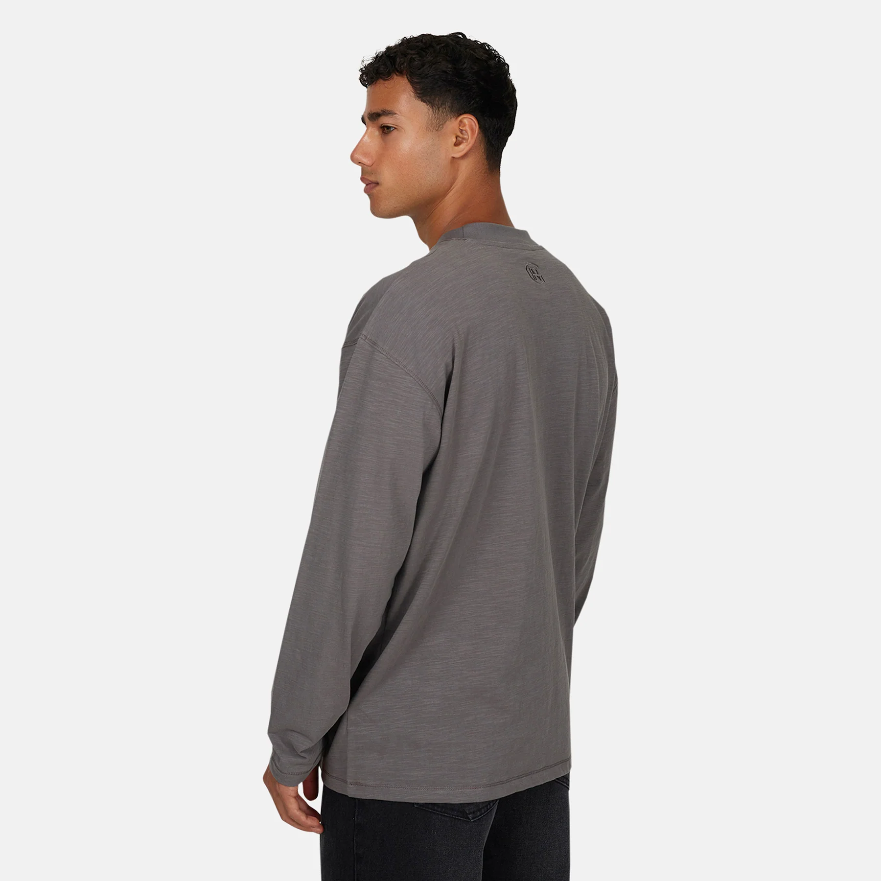 Monogram Slub Grey Long sleeve T-Shirt - Image 3