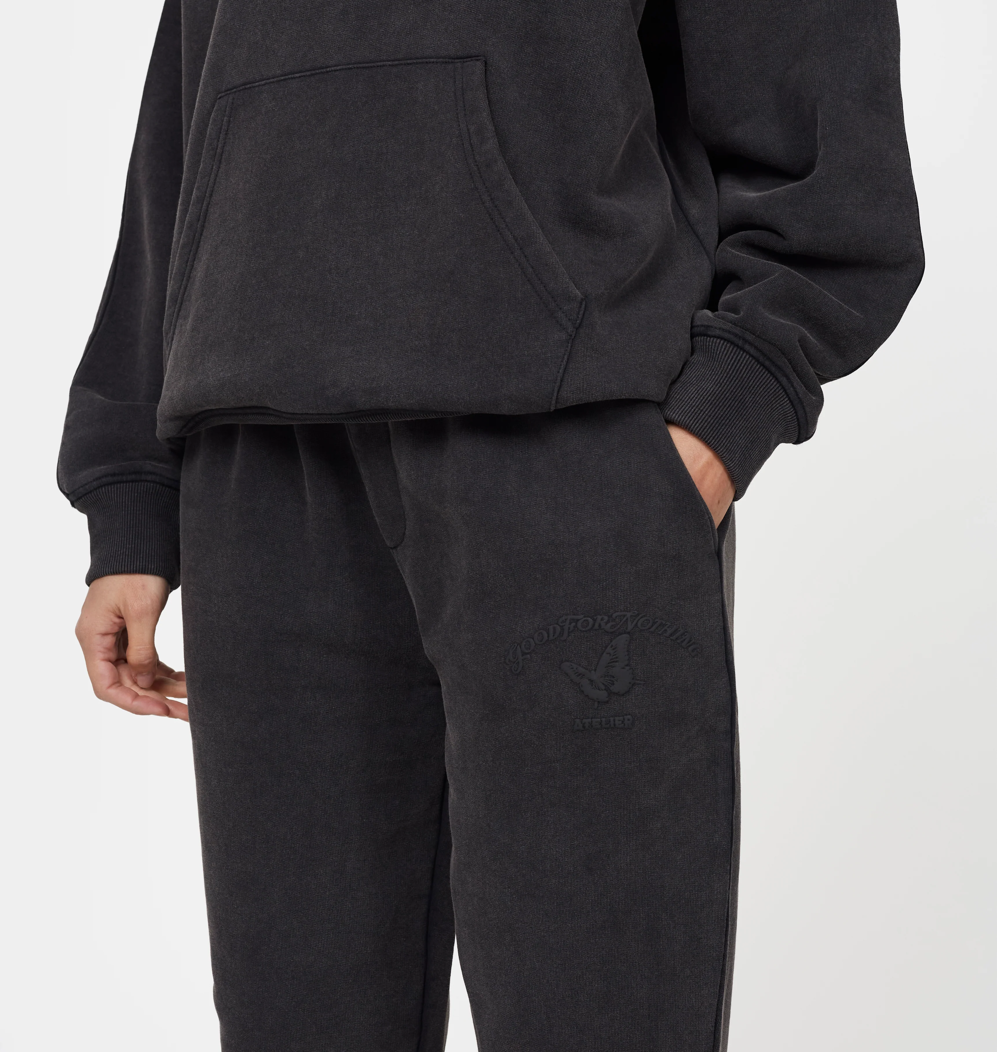 Float Butterfly Washed Black Sweatpants - Image 2