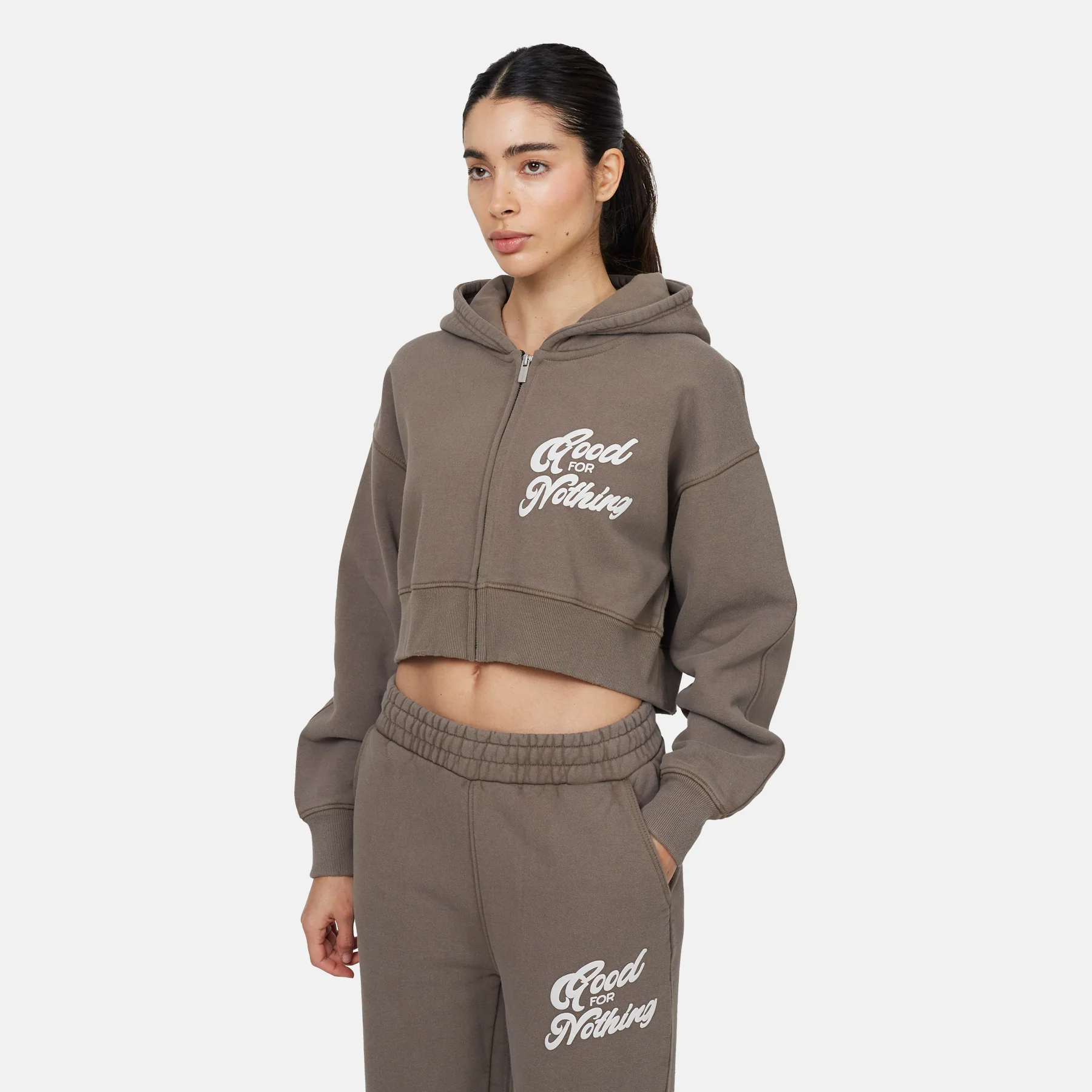 Authentic Taupe Zip Hoodie - Image 2