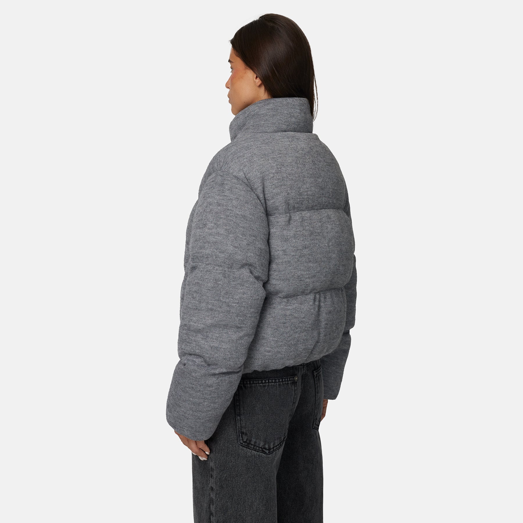 Monogram Knitted Grey Marl Puffer Jacket - Image 4