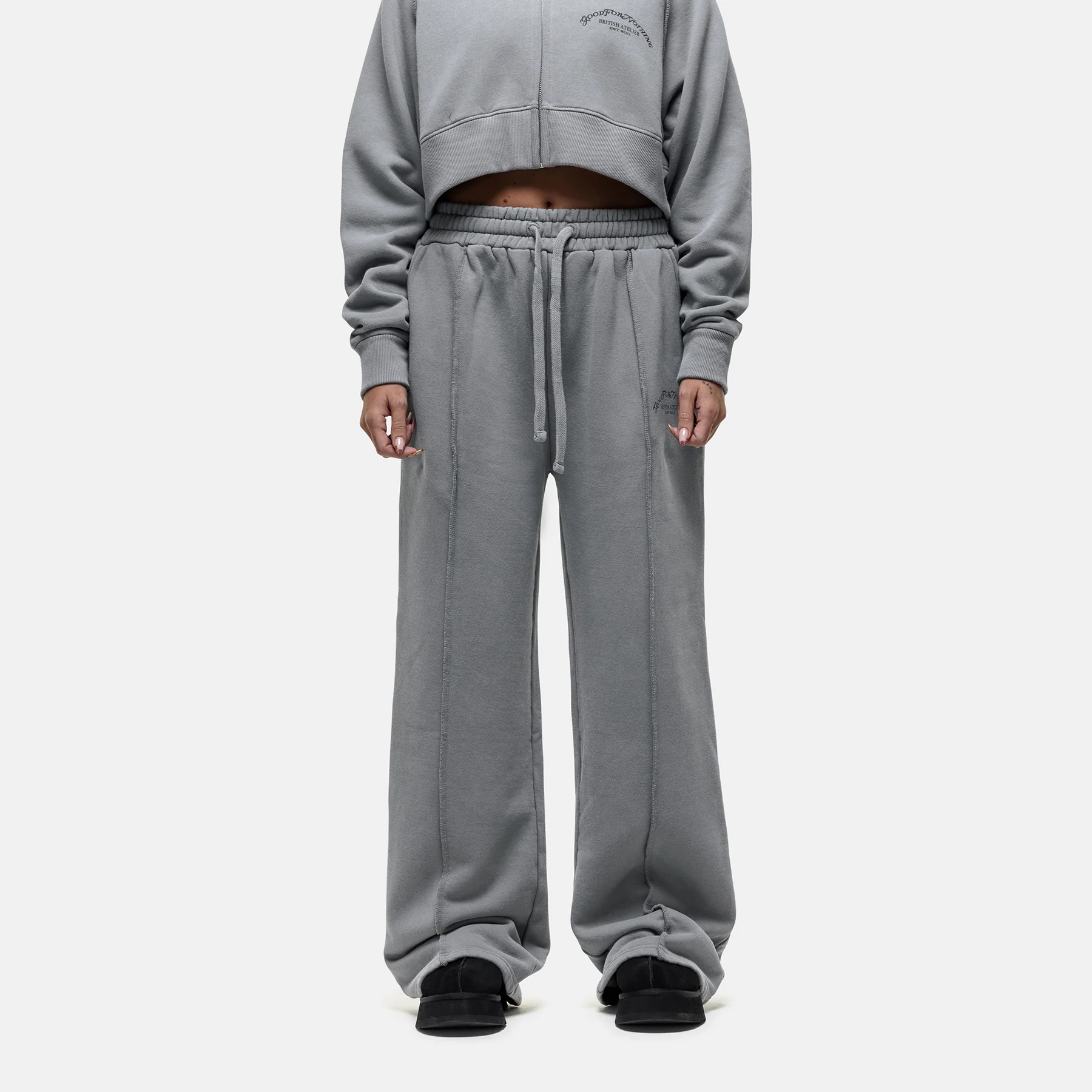 Raw Seam Washed Grey Sweatpants - Image 2