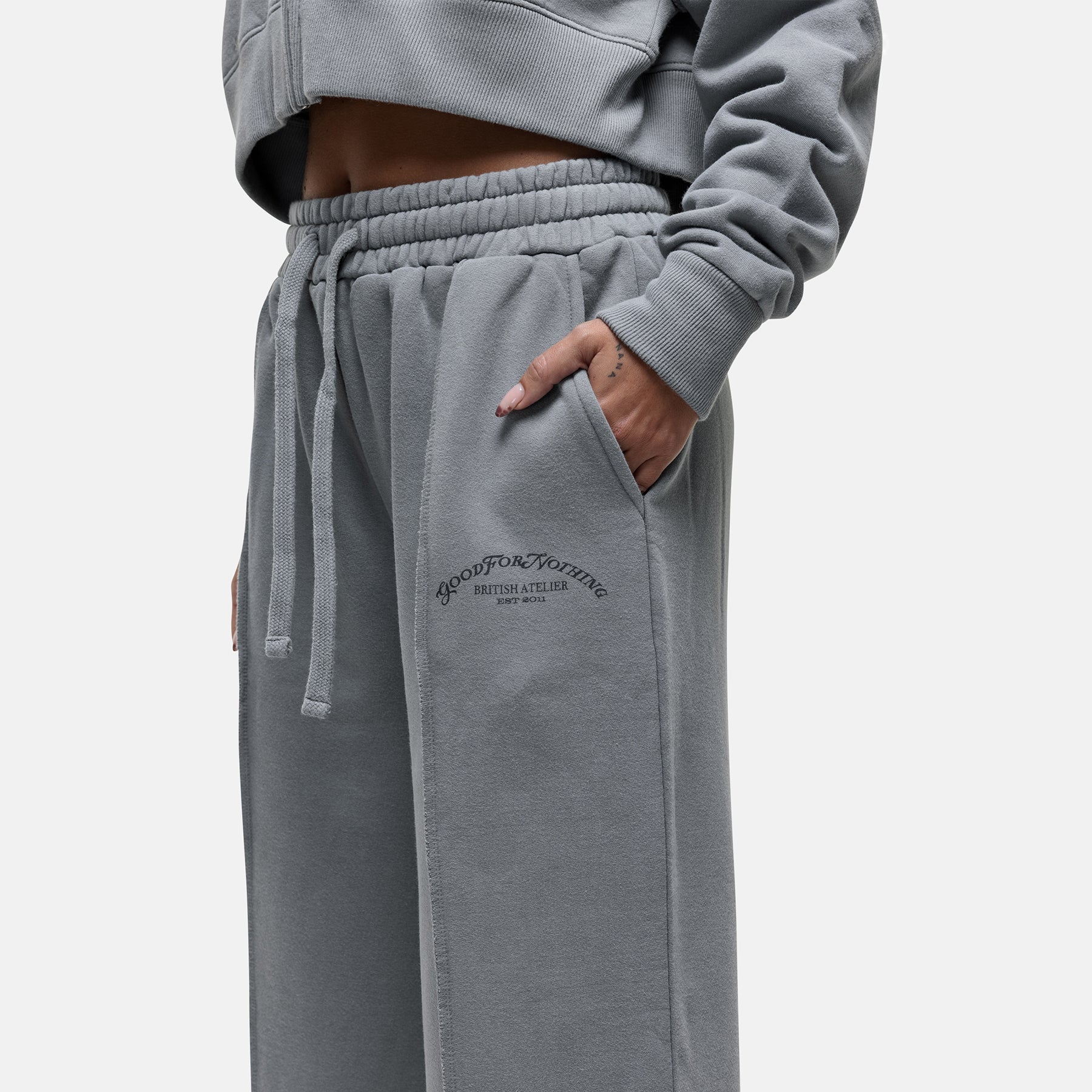Raw Seam Washed Grey Sweatpants - Image 3