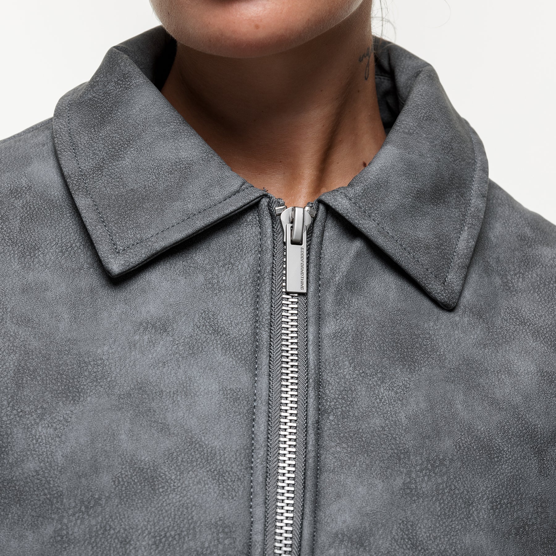 Vintage Grey Leather Coach Jacket - Image 3