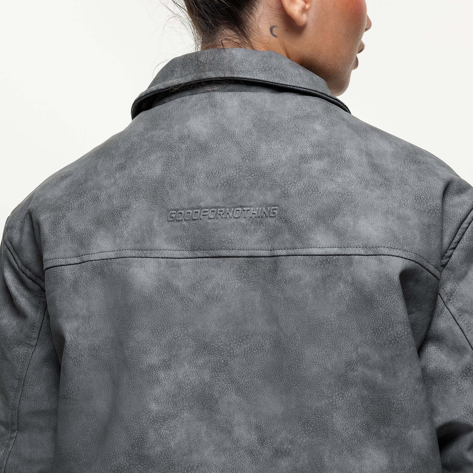 Vintage Grey Leather Coach Jacket - Image 4