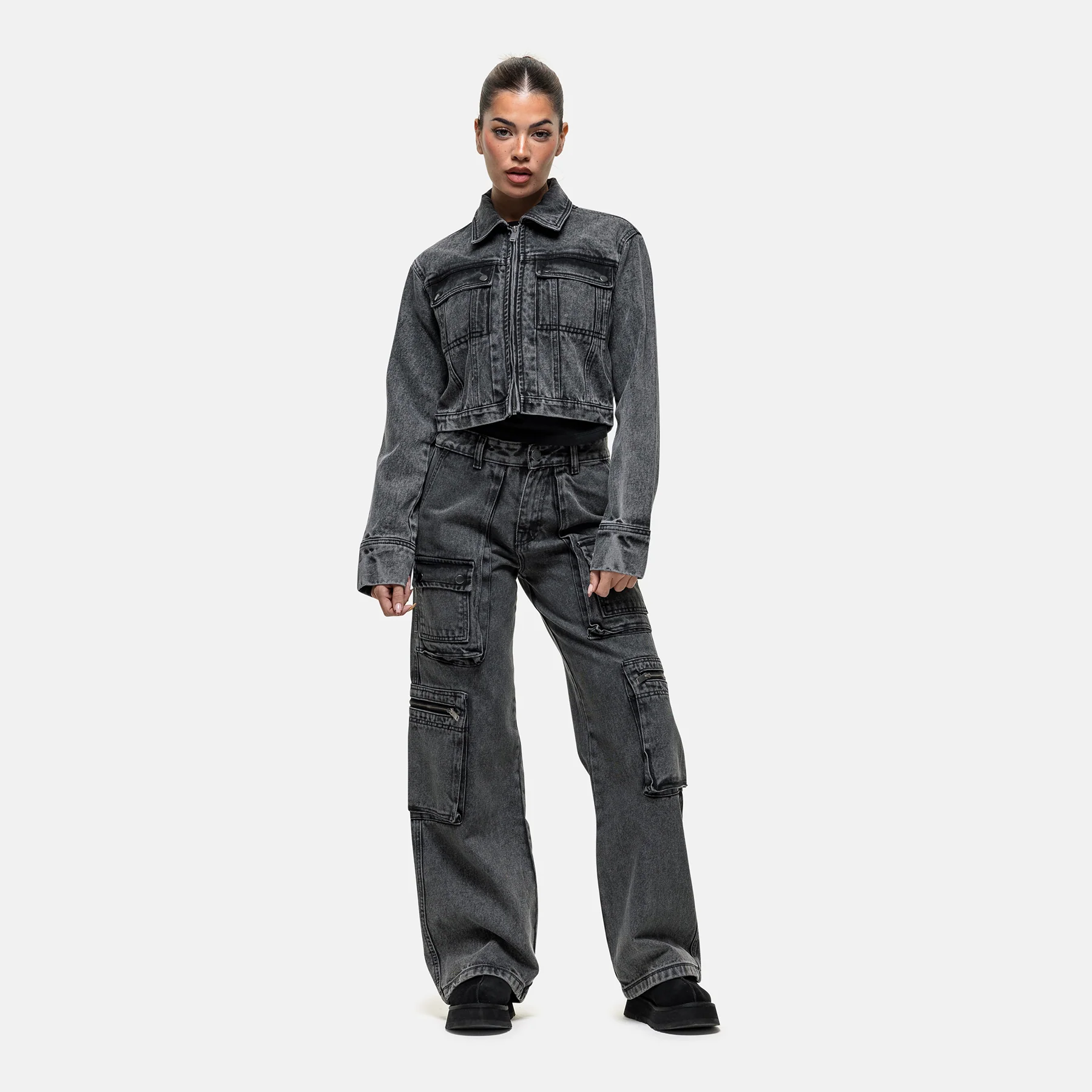 Industry Washed Grey Denim Jacket - Image 7