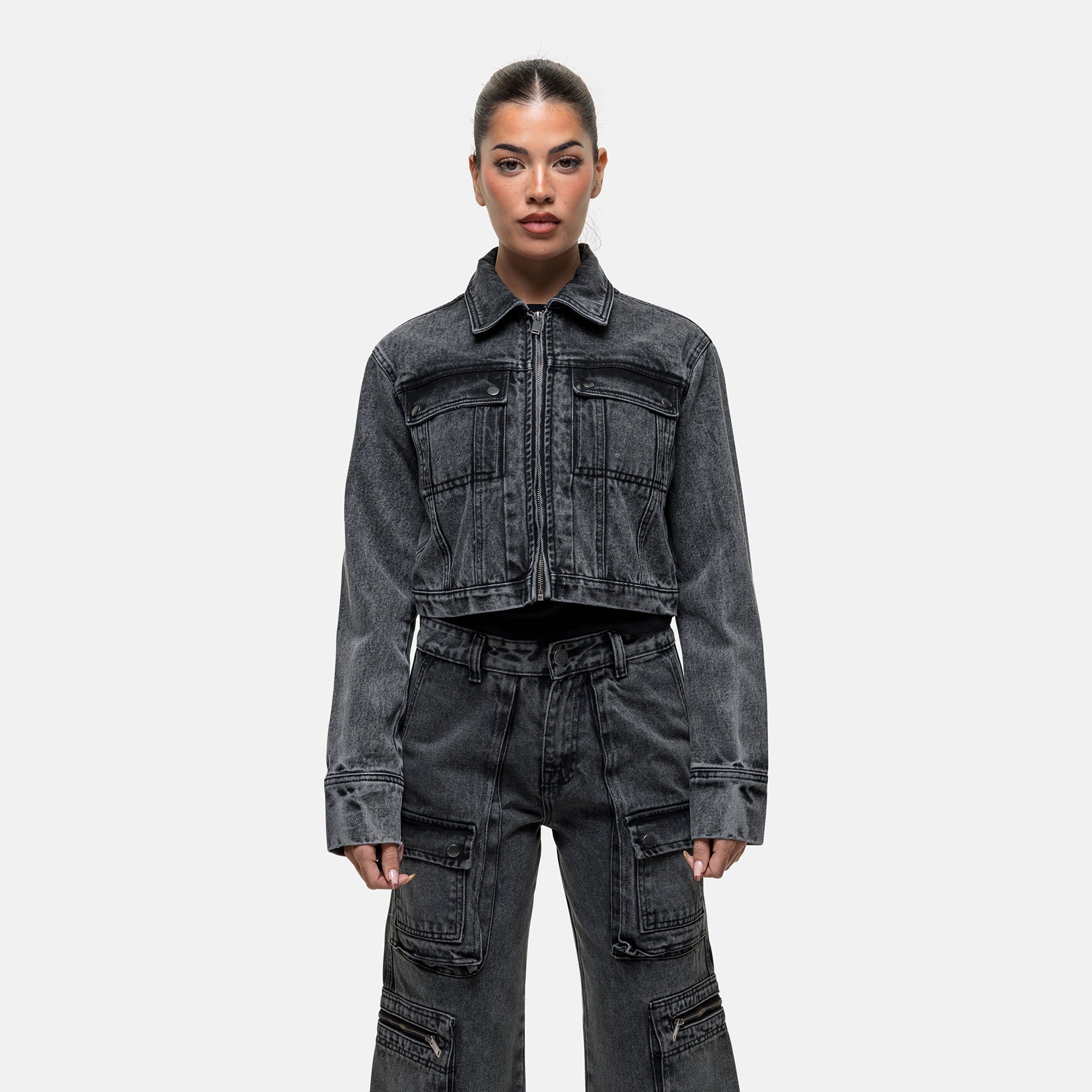 Industry Washed Grey Denim Jacket - Image 8