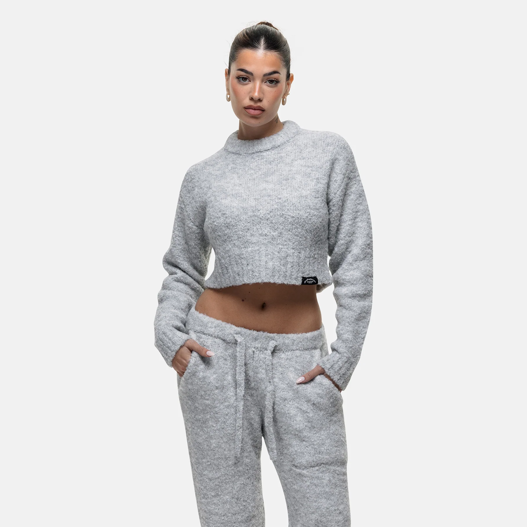Cozy Boucle Knitwear Grey Crew - Image 4