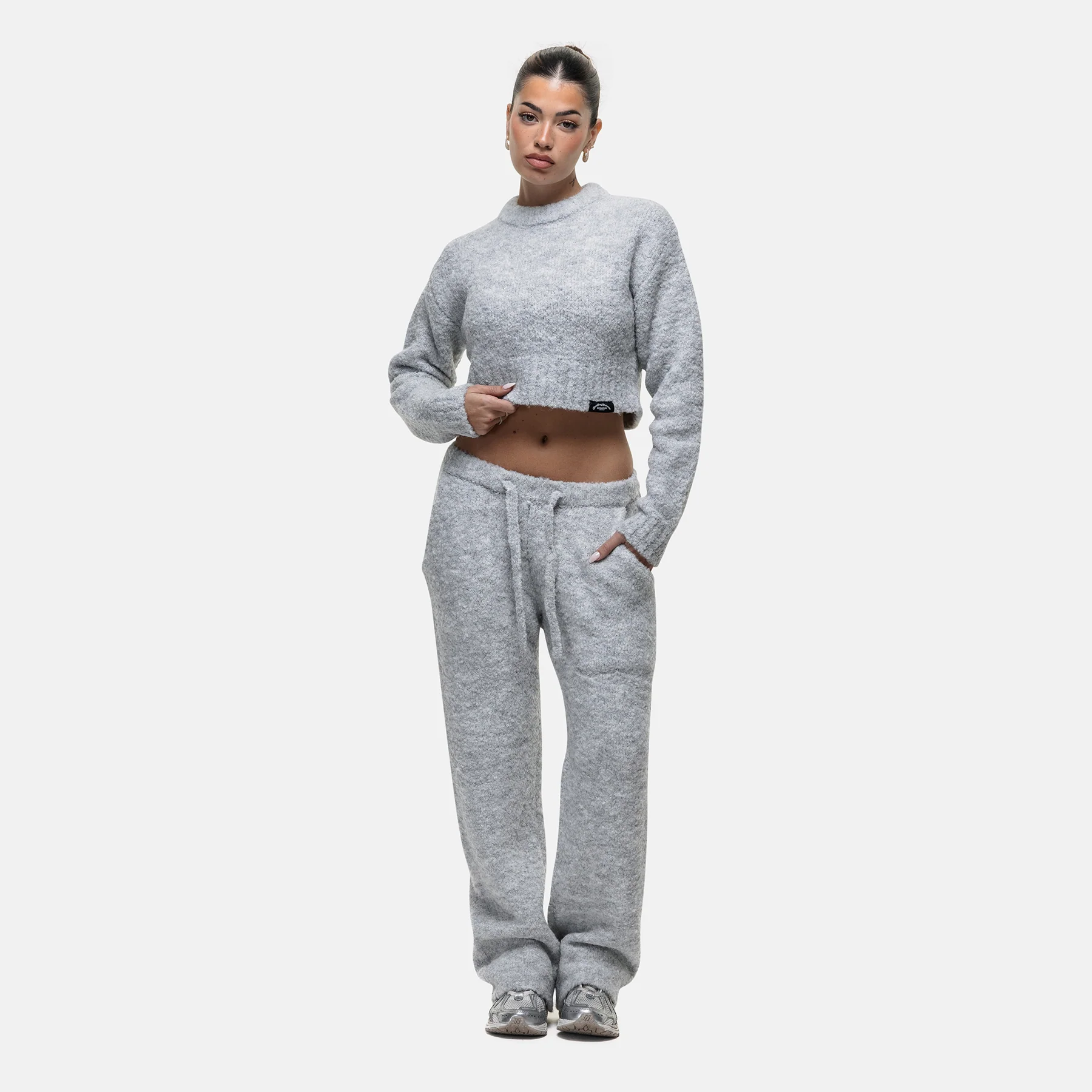 Cozy Boucle Knitwear Grey Crew - Image 6