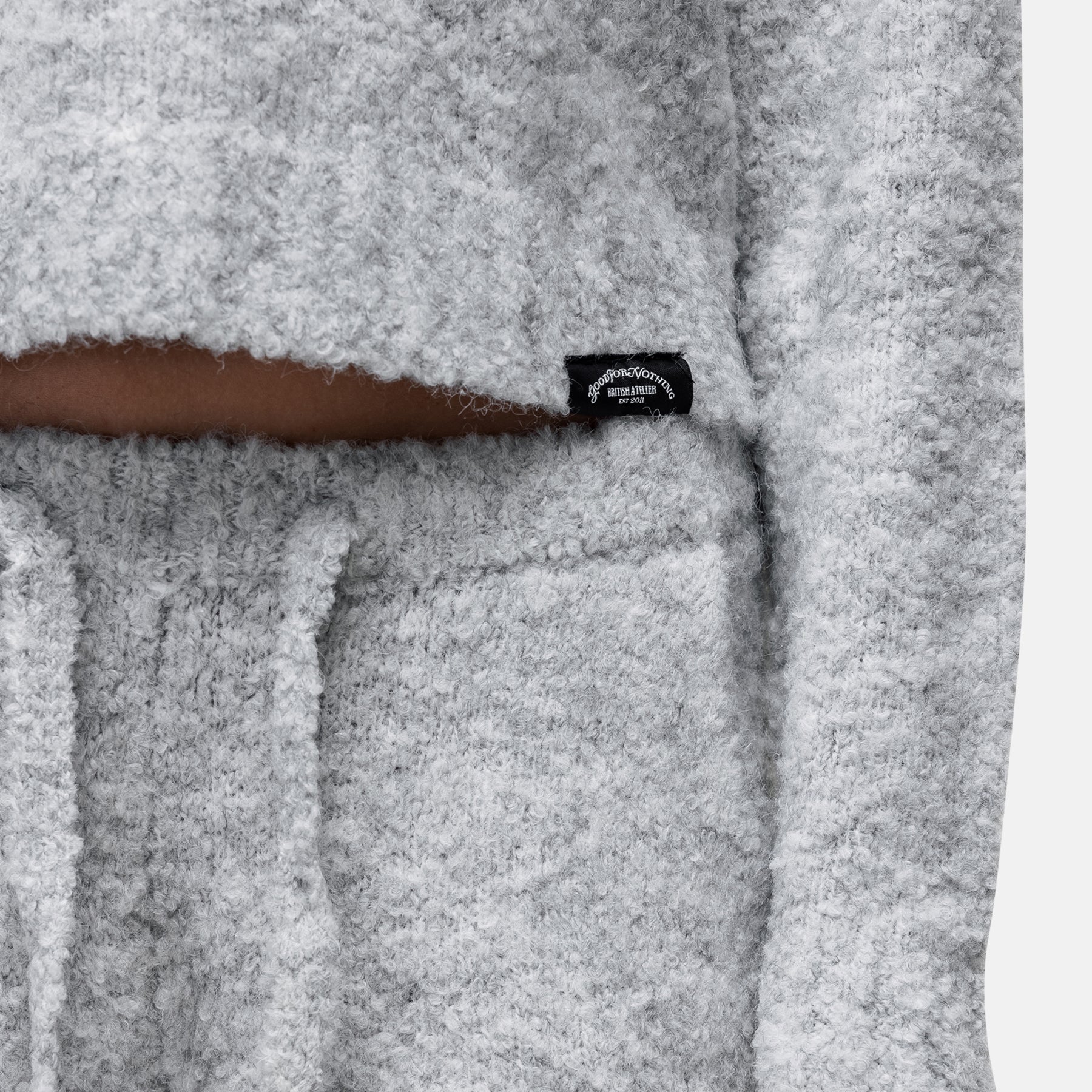 Cozy Boucle Knitwear Grey Hoodie - Image 3