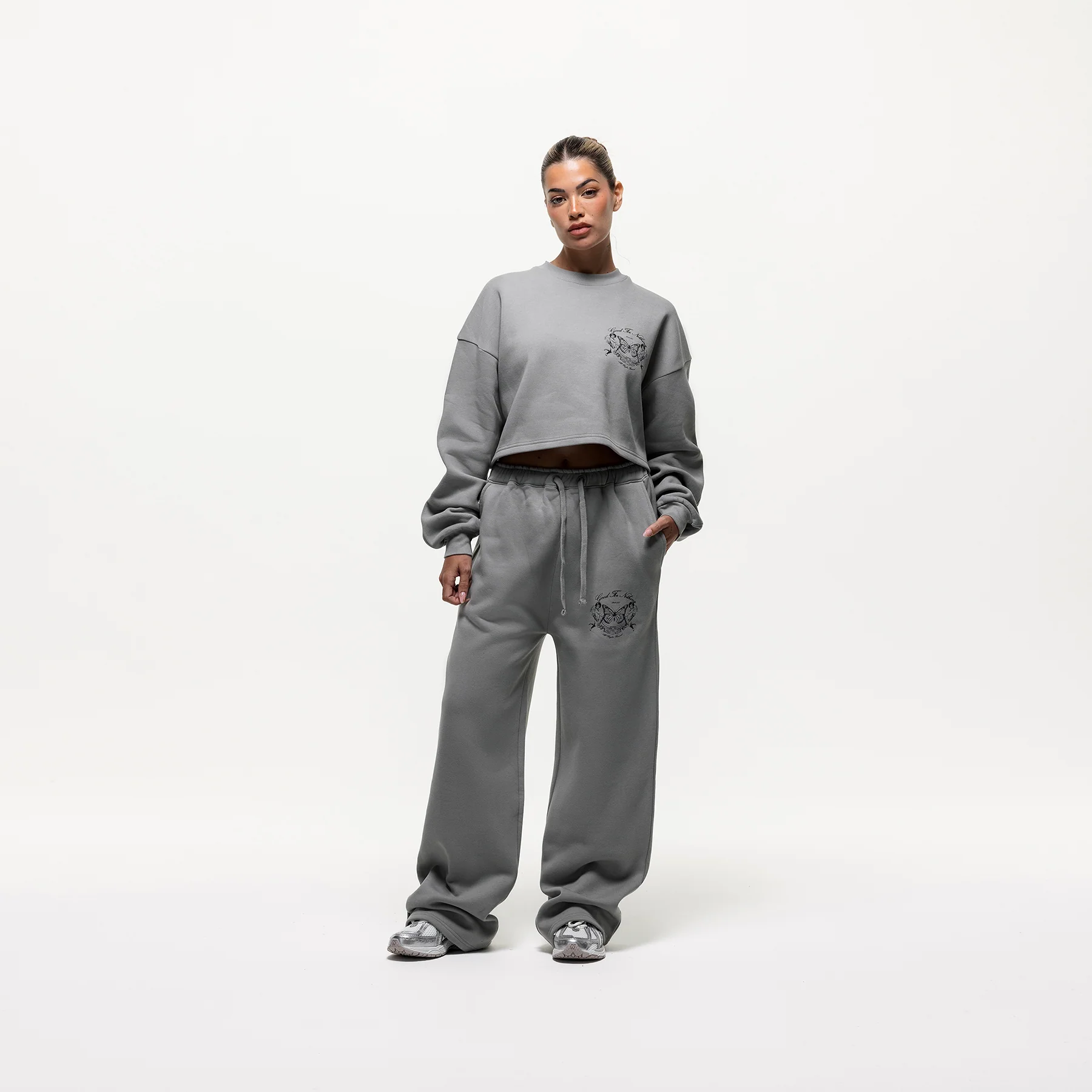 Renaissance Cropped Grey Sweatshirt - Image 4