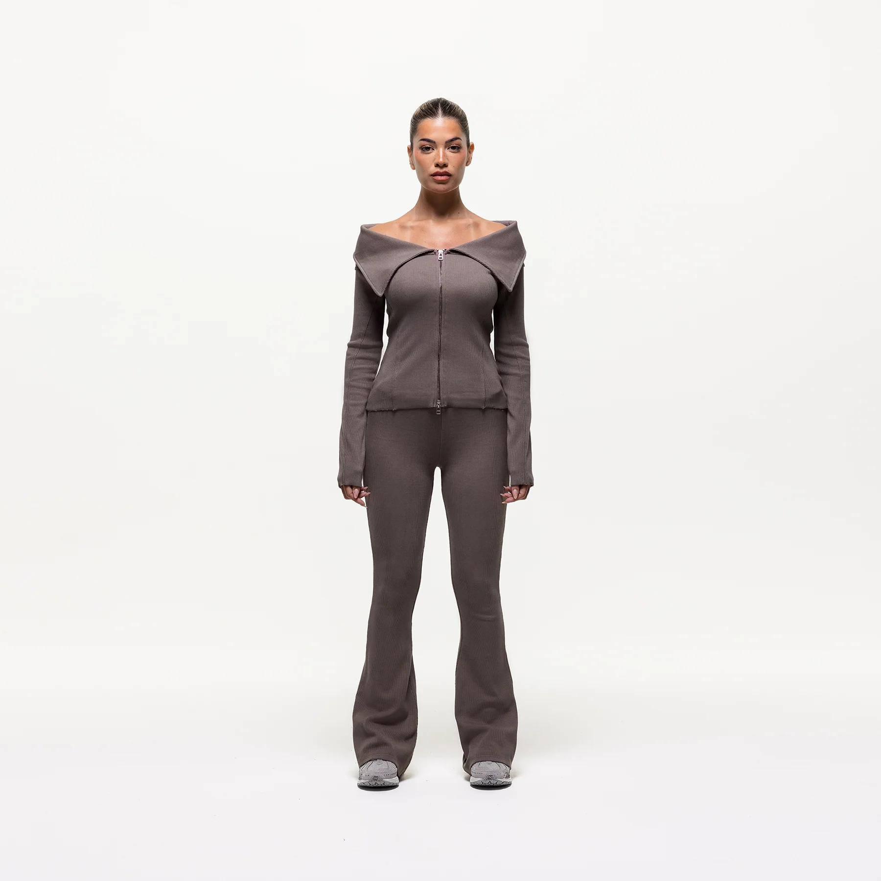 Ridge Taupe Off The Shoulder Long Sleeve - Image 4