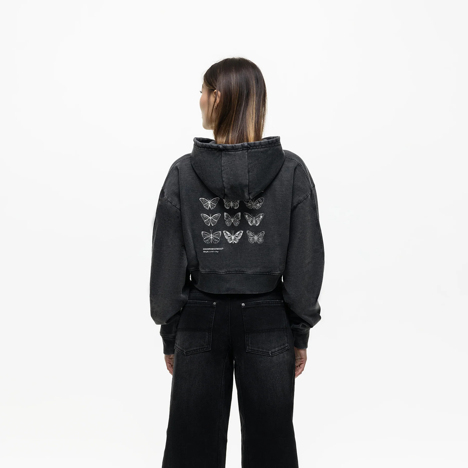 Metamorphosis Washed Black Zip Hoodie (Final Sale) - Image 2