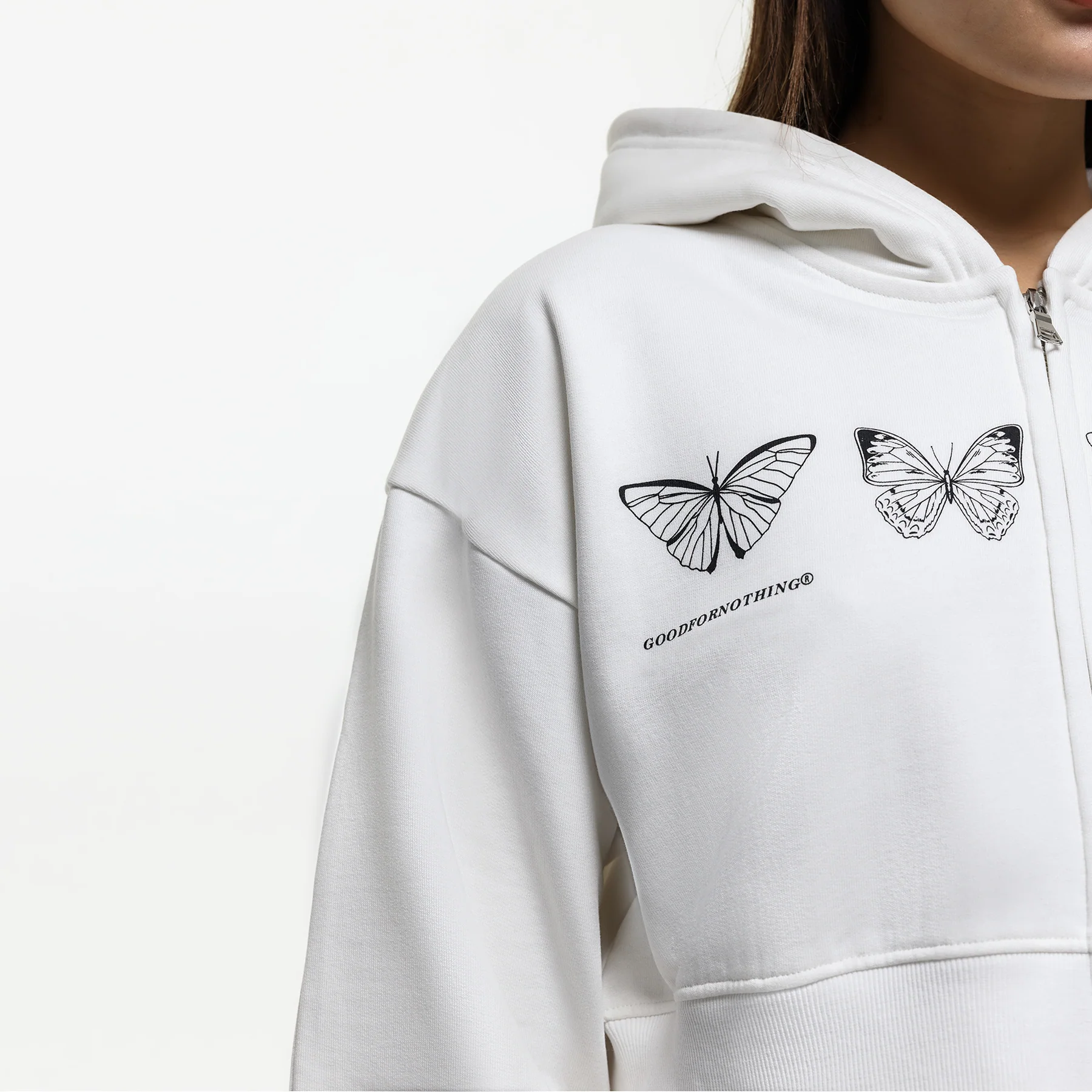 Metamorphosis White Zip Hoodie (Final Sale) - Image 3