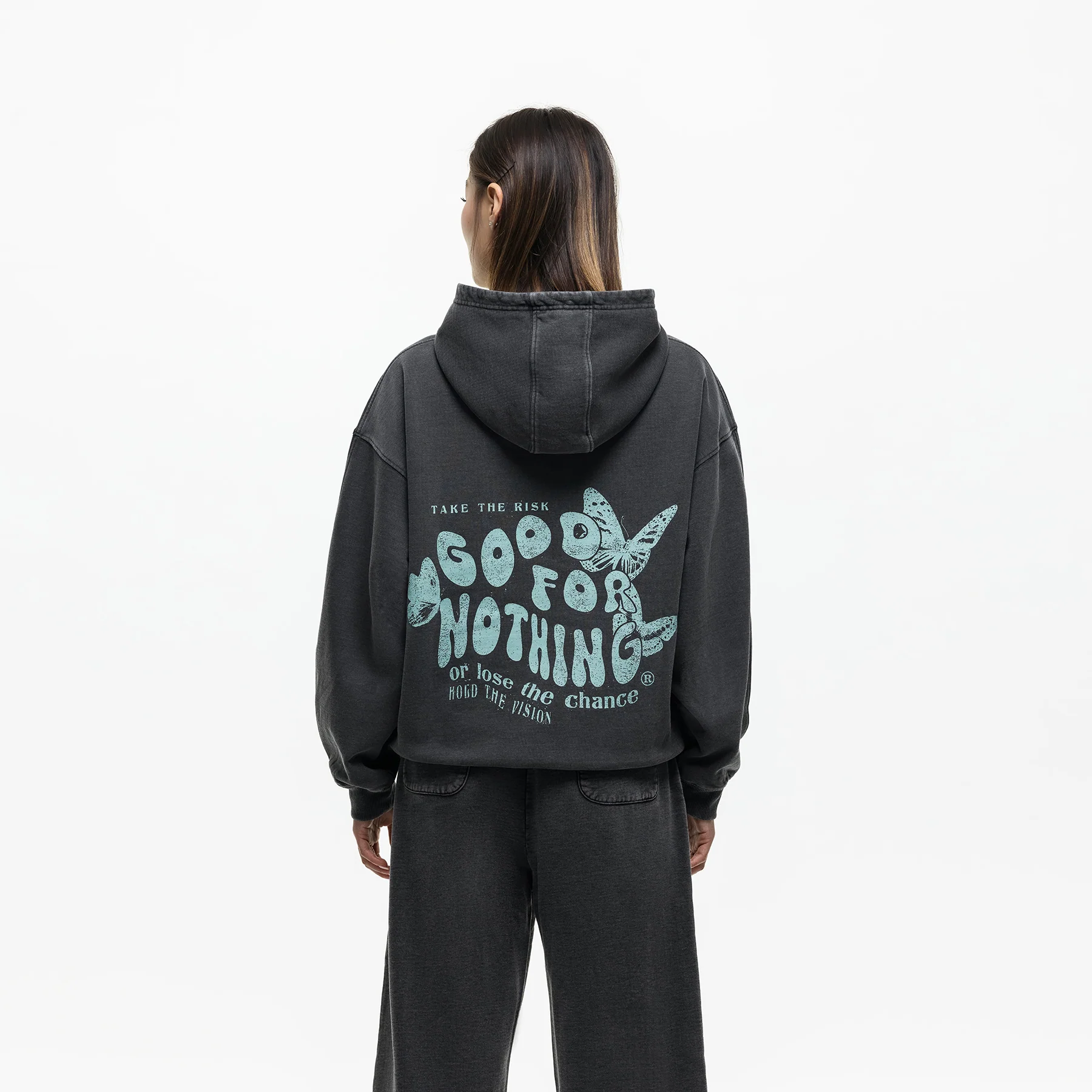 Stamp Washed Black Hoodie (Final Sale) - Image 2
