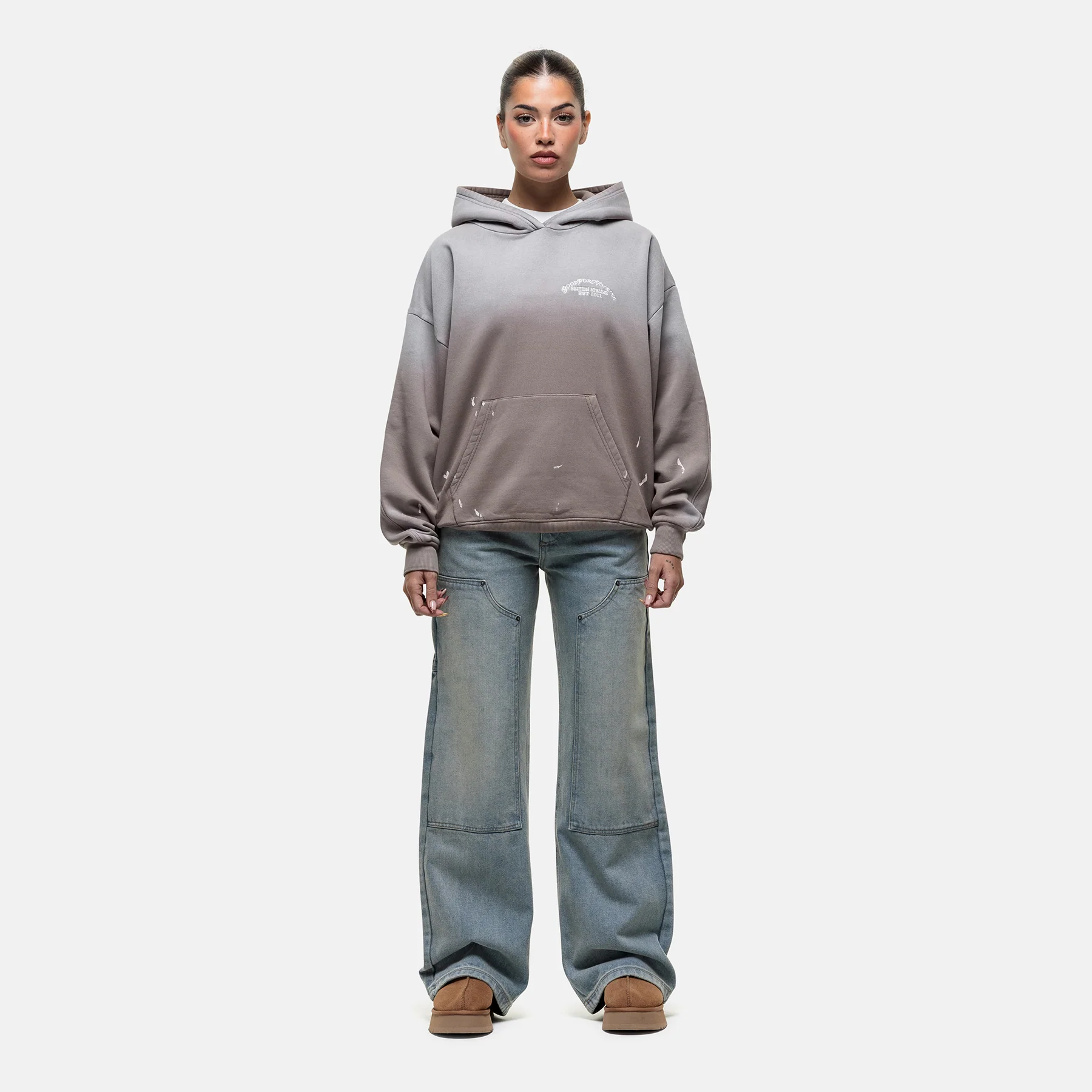 Abrade Taupe Sprayed Hoodie - Image 4