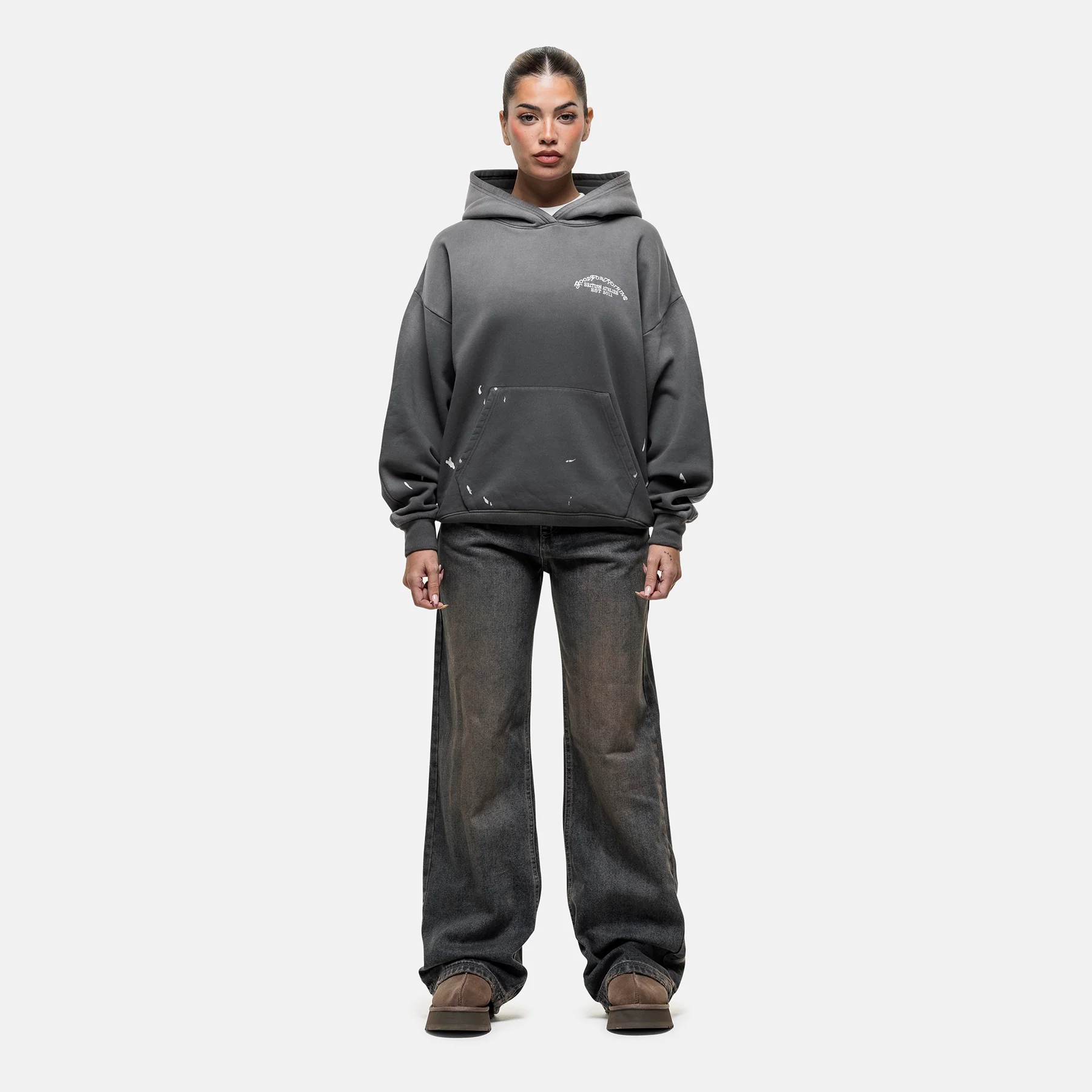 Abrade Grey Sprayed Hoodie - Image 5