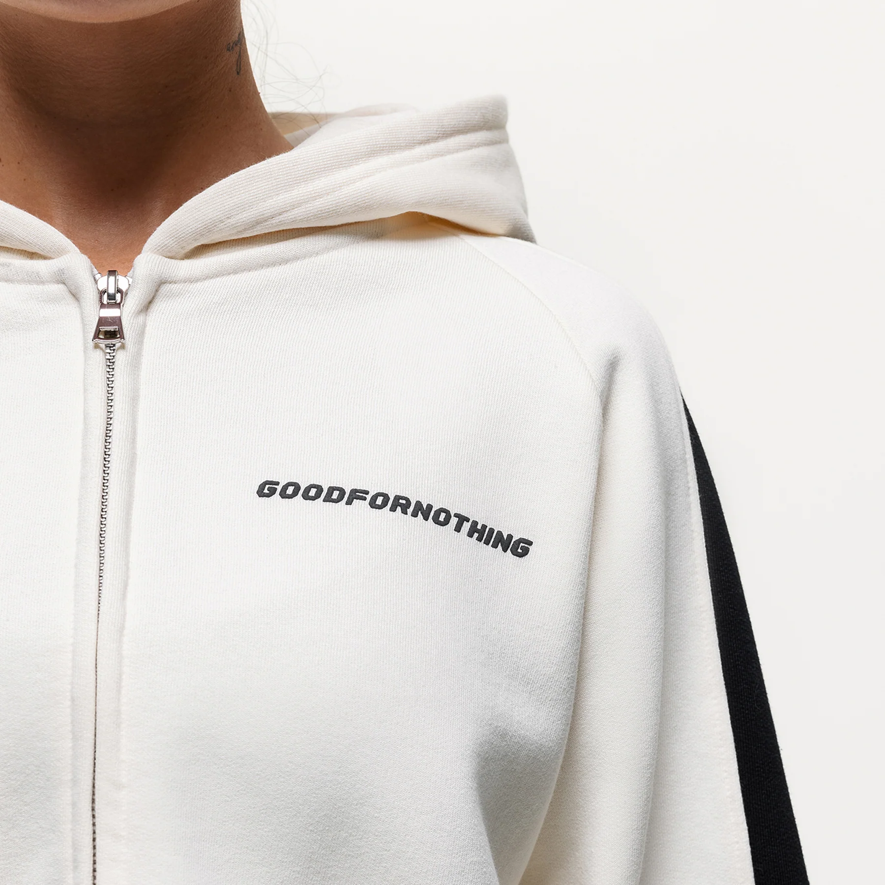 Vintage Track Cream Zip Hoodie (Final Sale) - Image 2
