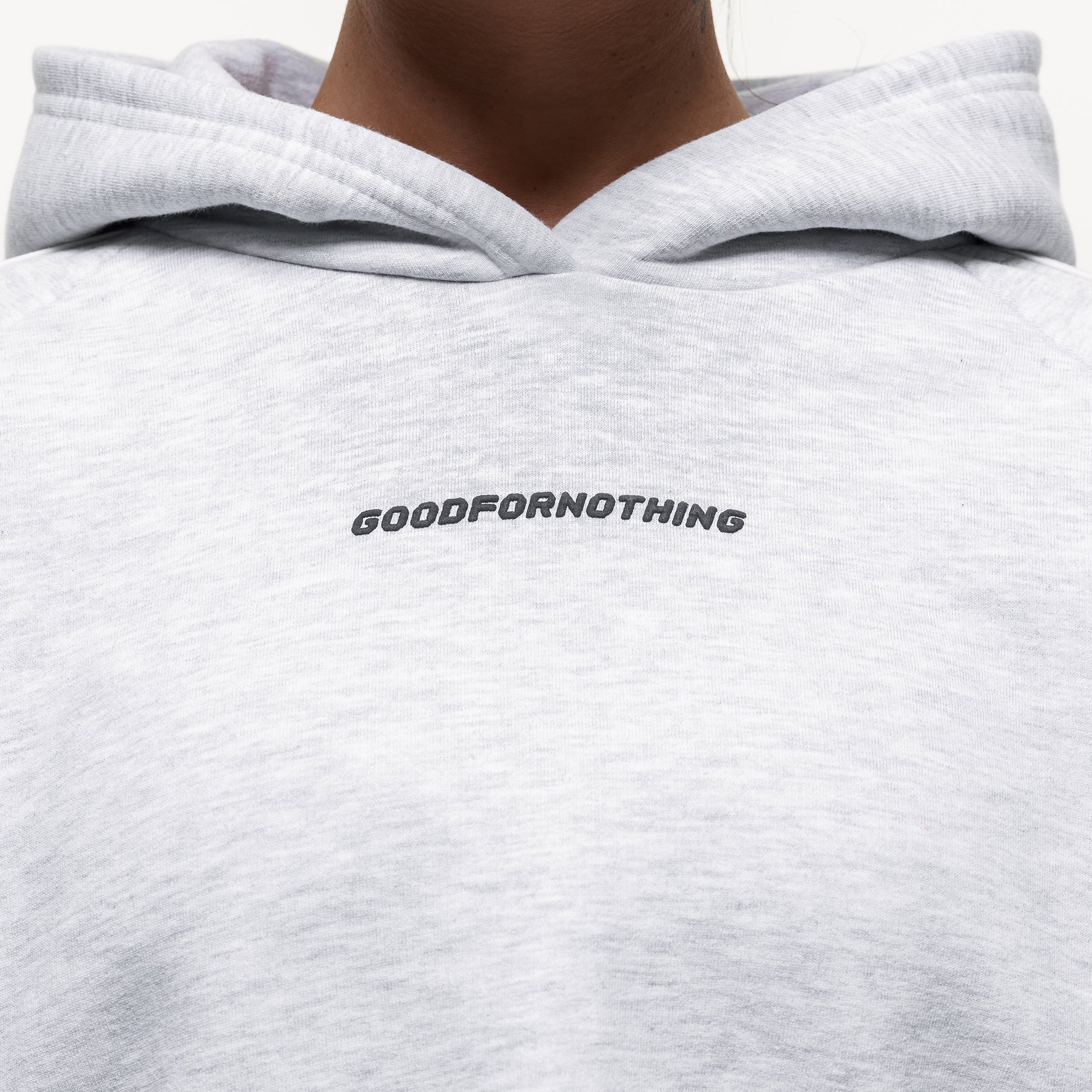 Outline Grey Marl Cropped Hoodie (Final Sale) - Image 2