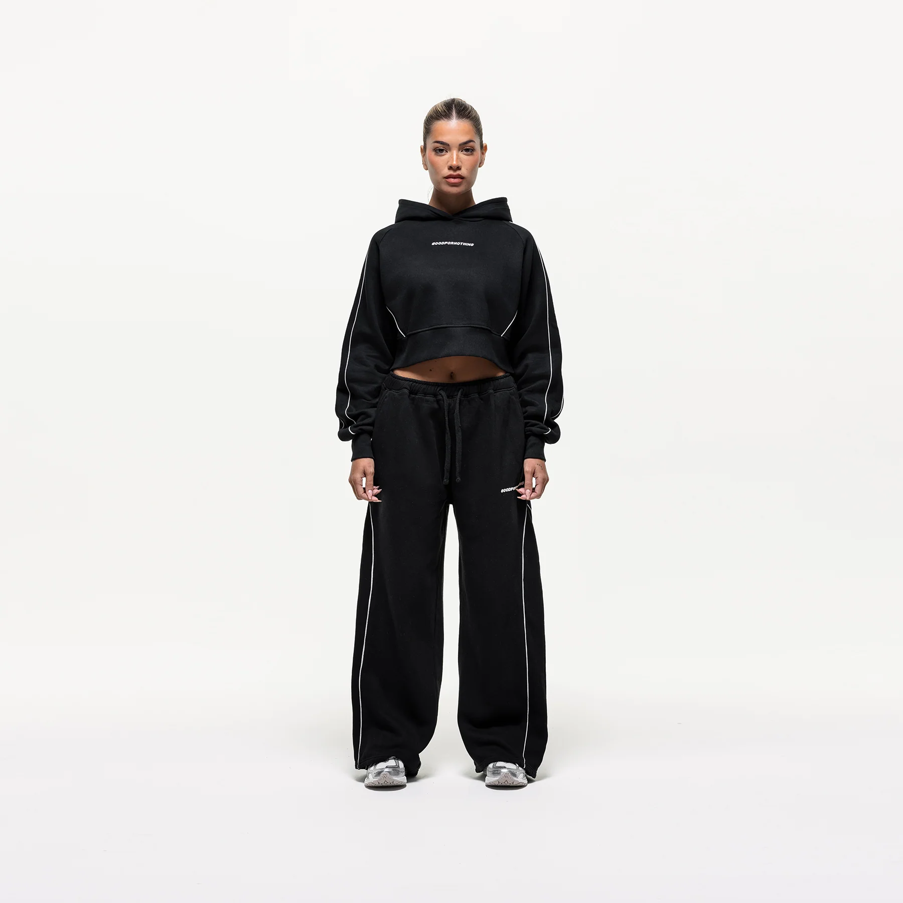 Outline Black Cropped Hoodie (Final Sale) - Image 4