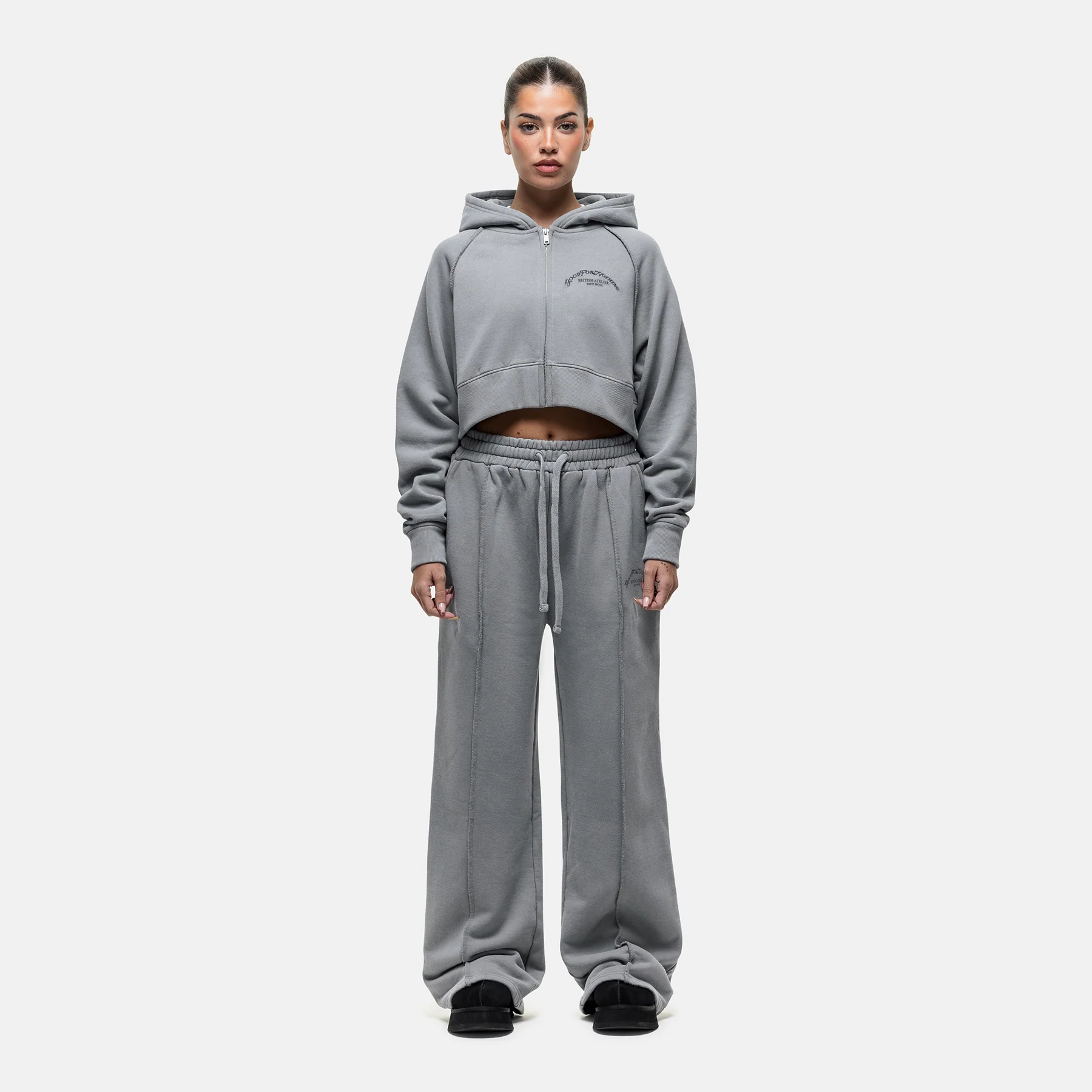 Raw Seam Washed Grey Zip Hoodie - Image 3