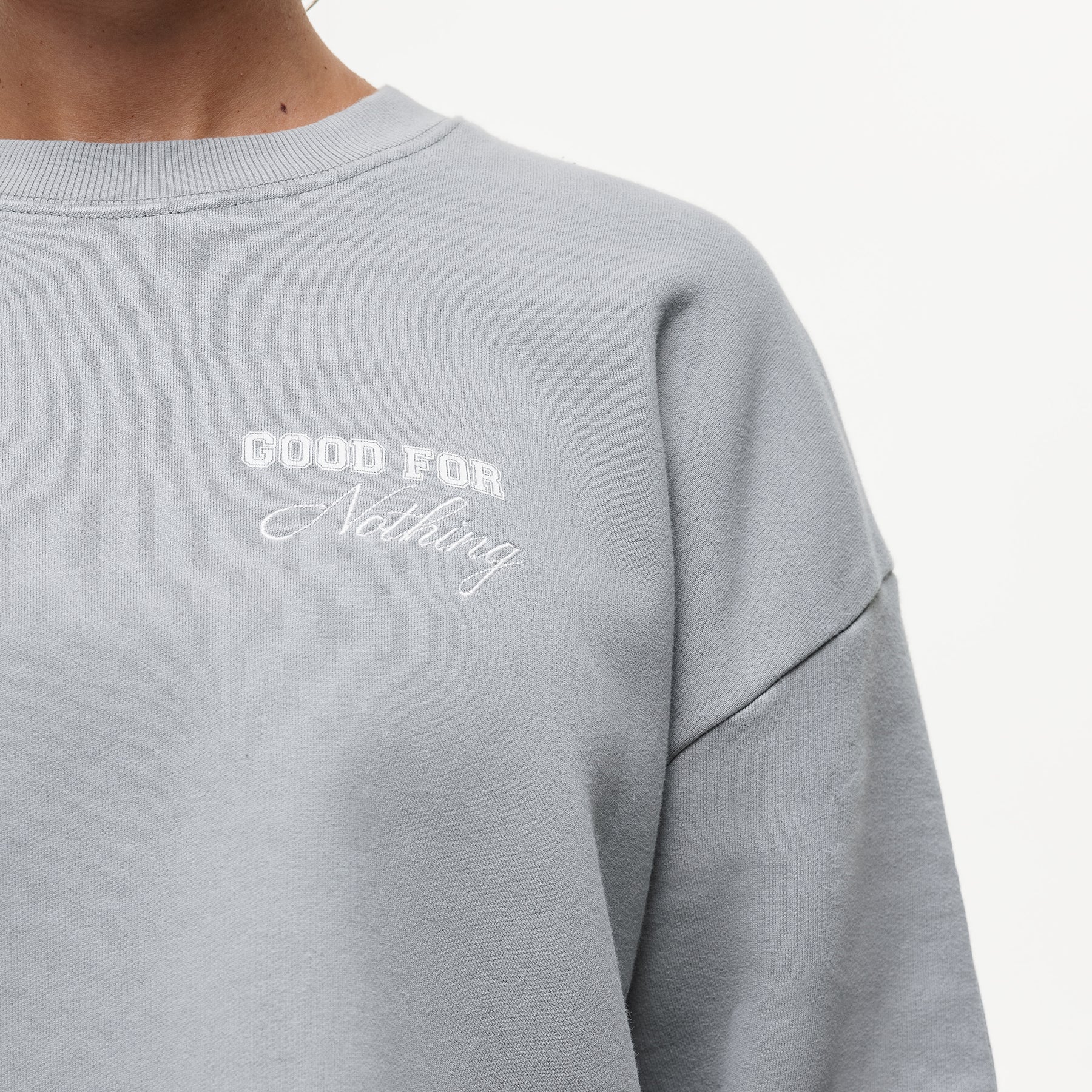 Slouch Grey Crop Sweatshirt - Image 3