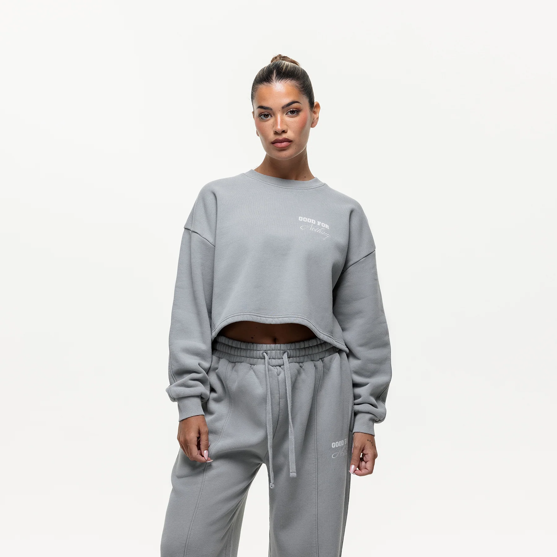 Slouch Grey Crop Sweatshirt - Image 4