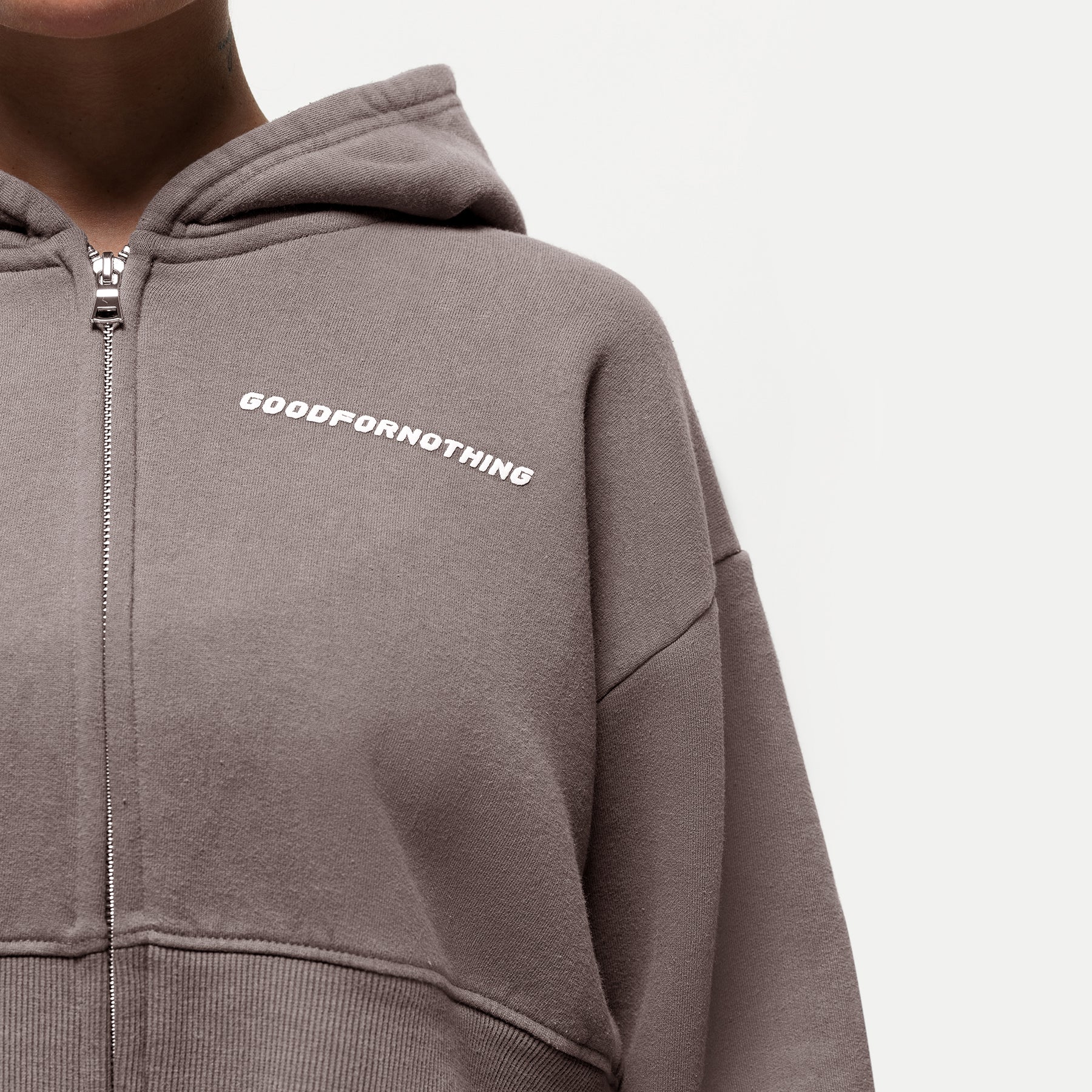 Vintage Washed Taupe Zip Hoodie - Image 4